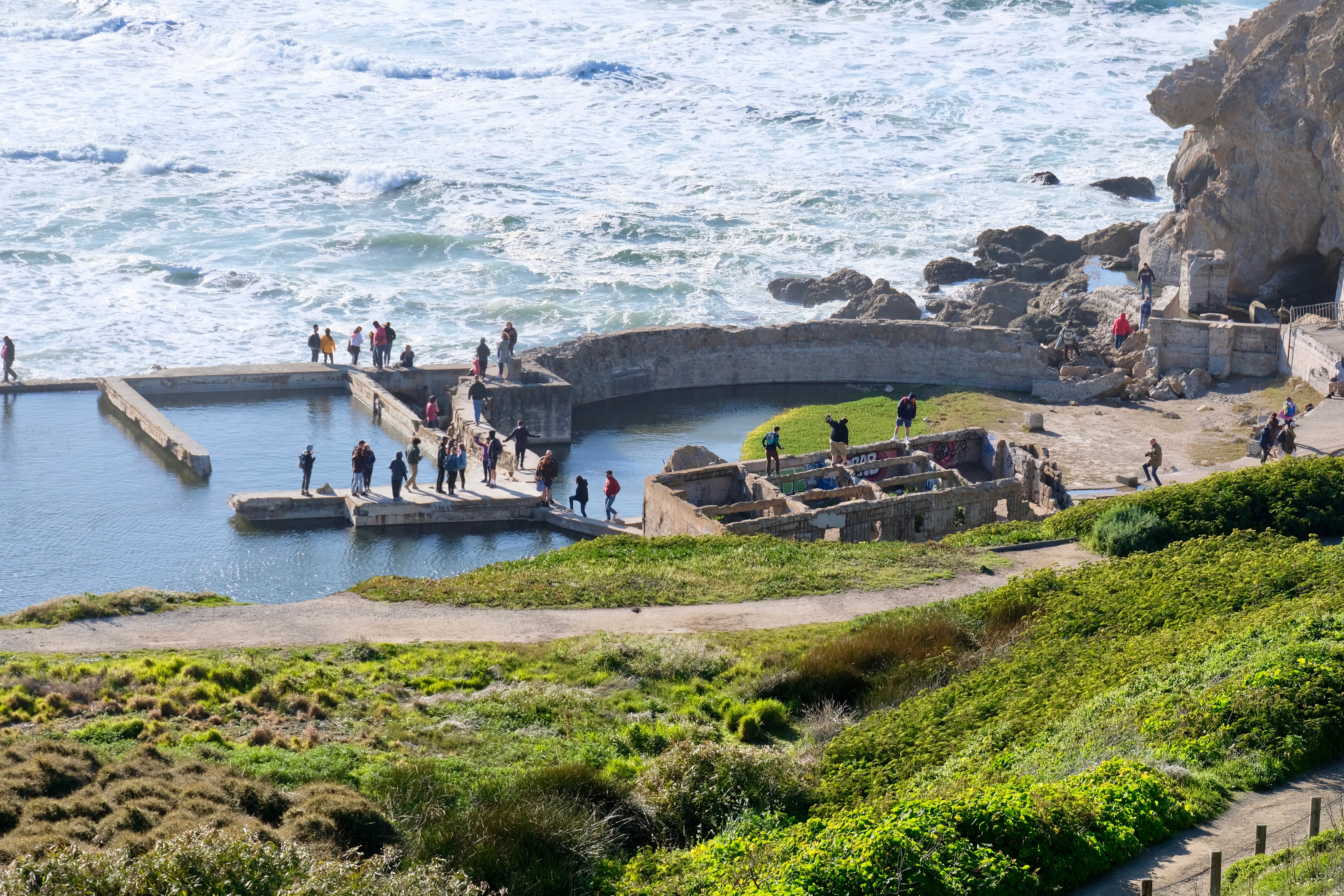 Ruins of the Sutro Baths in San Francisco's Lands End in March 2018