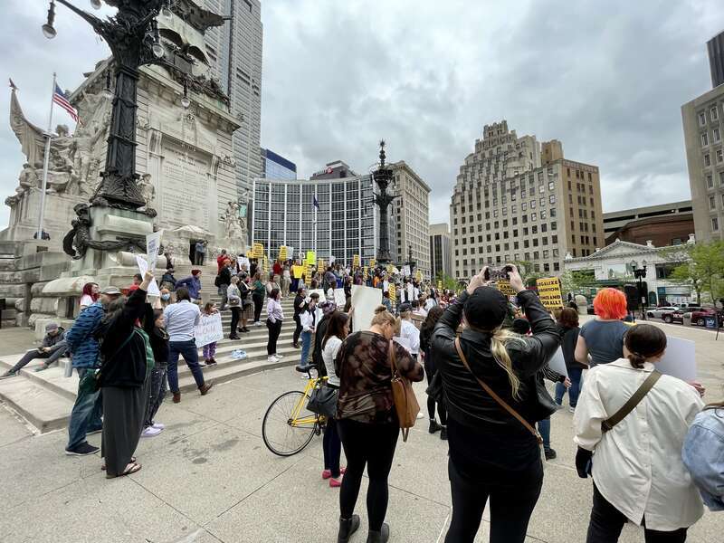 Photo of the May 4, 2022 rally for abortion rights at Monument Circle, Indianapolis.
https://www.indystar.com/story/news/2022/05/05/roe-v-wade-protest-indianapolis-abortion-rights-monument-circle/9651399002/