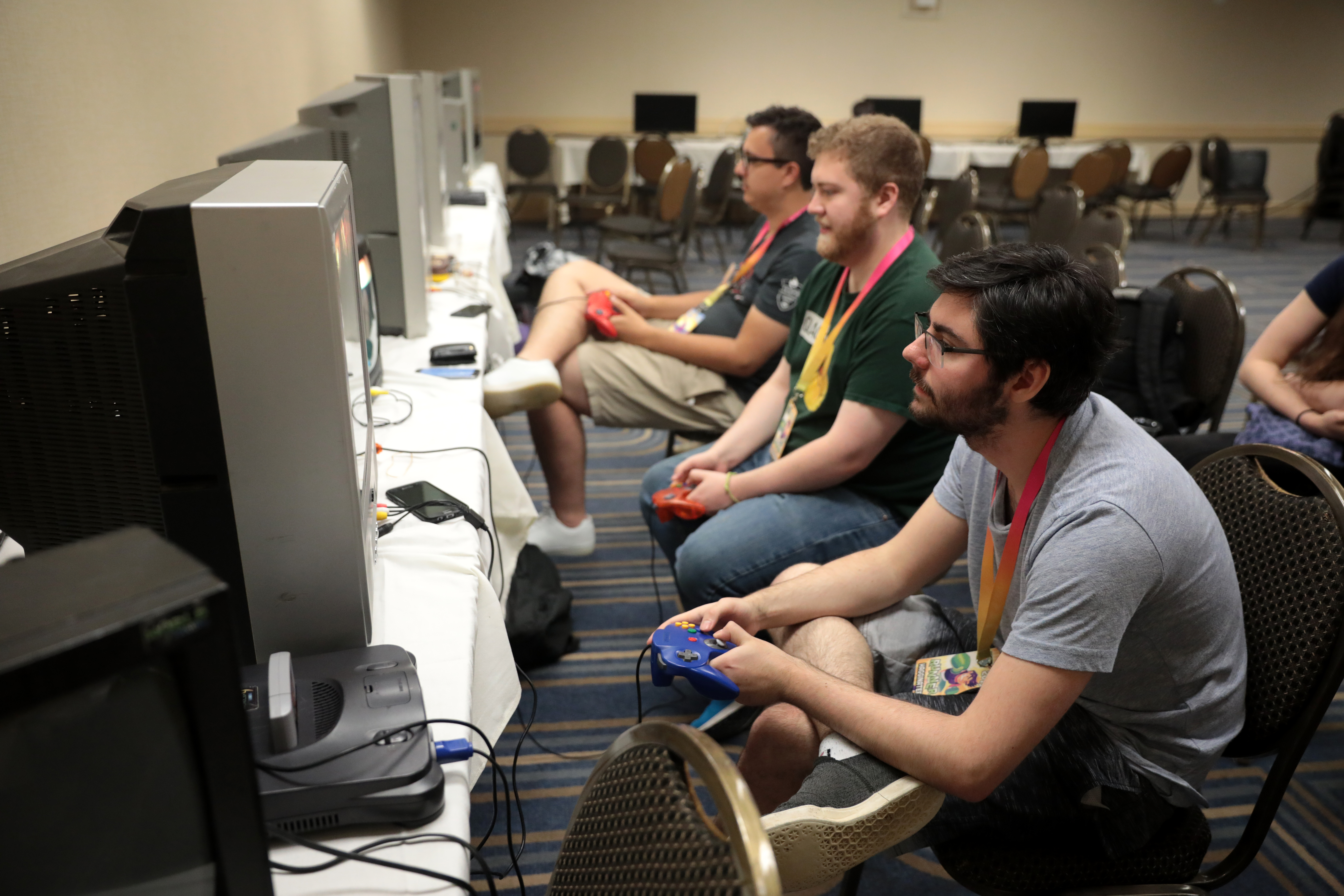 Mooseman, Duck and Hagginater at the 2019 Summer Games Done Quick (SGDQ) at the DoubleTree Hilton Bloomington-Minneapolis Hotel in Minneapolis, Minnesota.

Please attribute to Gage Skidmore if used elsewhere.