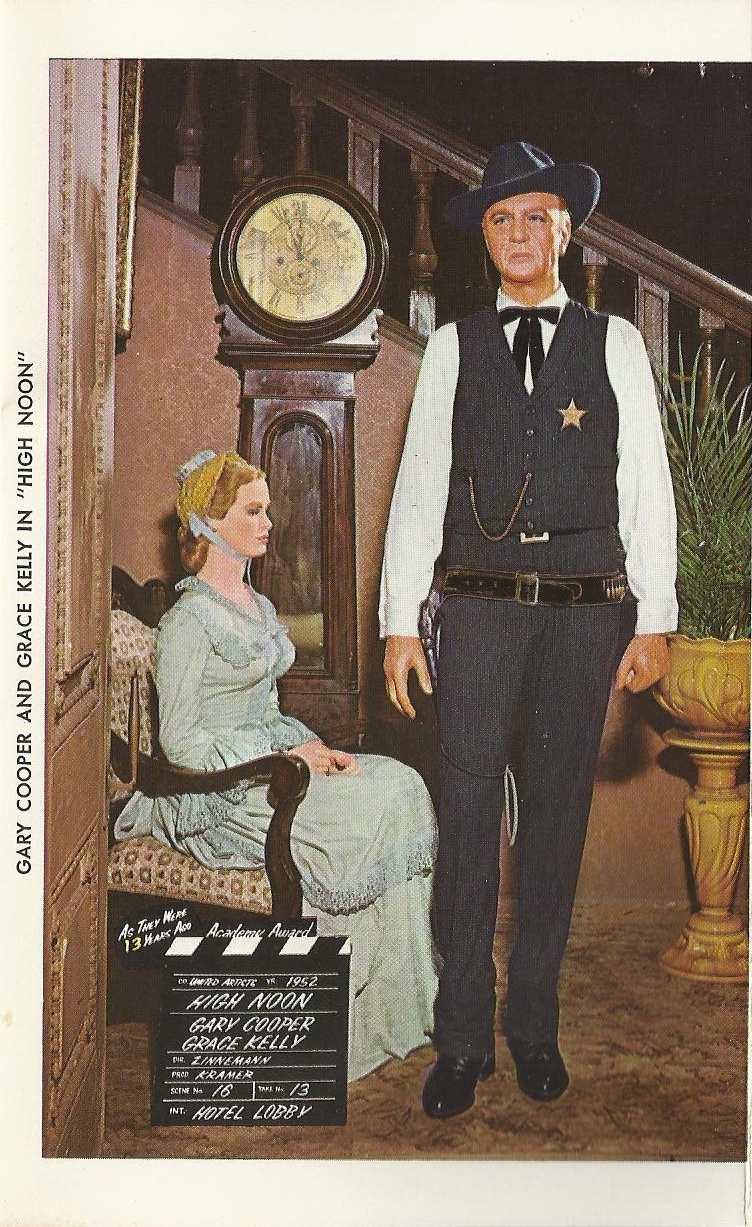Judy and I visited the Movieland Wax Museum in Buena Park, CA, in August 1969.
The museum opened in 1962. and closed in 2005.  During its time, 10 million people visited the museum.

A postcard of Gary Cooper and Grace Kelly in "High Noon".
