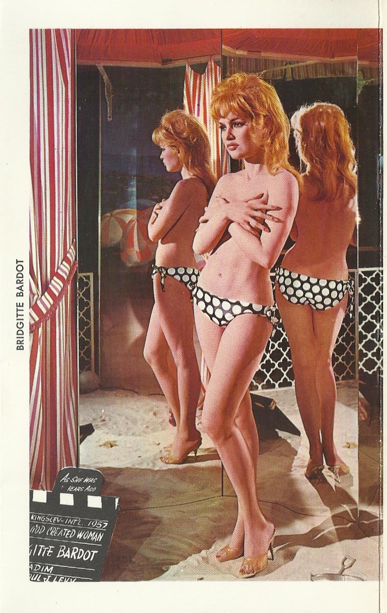 Judy and I visited the Movieland Wax Museum in Buena Park, CA, in August 1969.
The museum opened in 1962. and closed in 2005.  During its time, 10 million people visited the museum.

A postcard of Bridgitte Bardot in "God Created Woman".