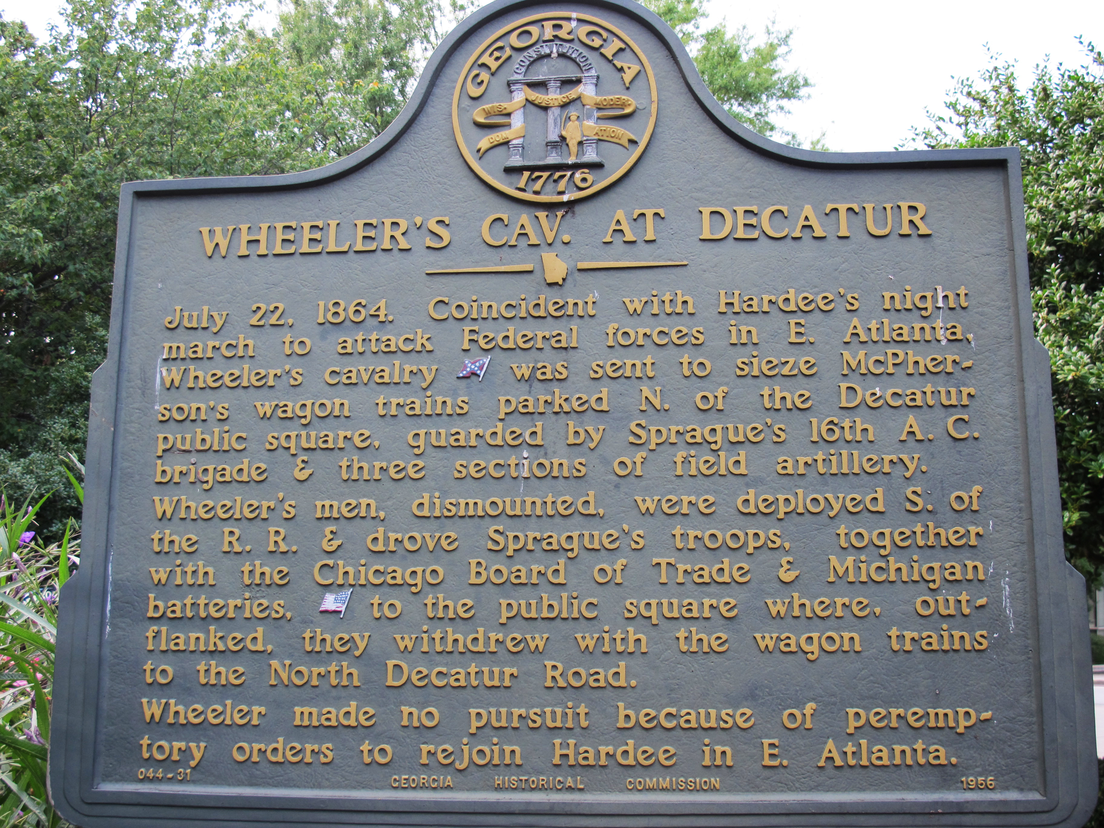 Historical marker outside Old DeKalb County Courthouse