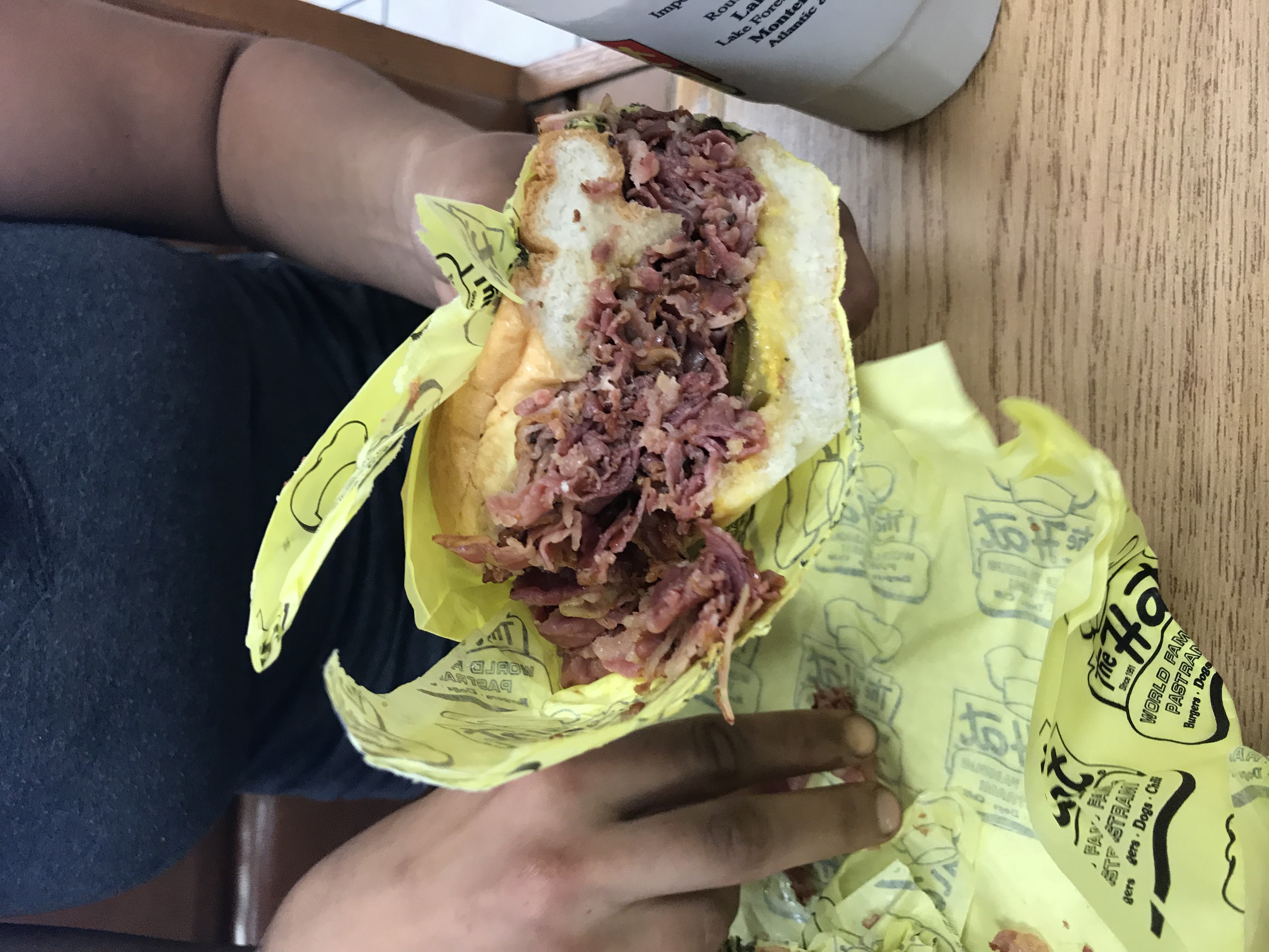 half of a pastrami dip at The Hat