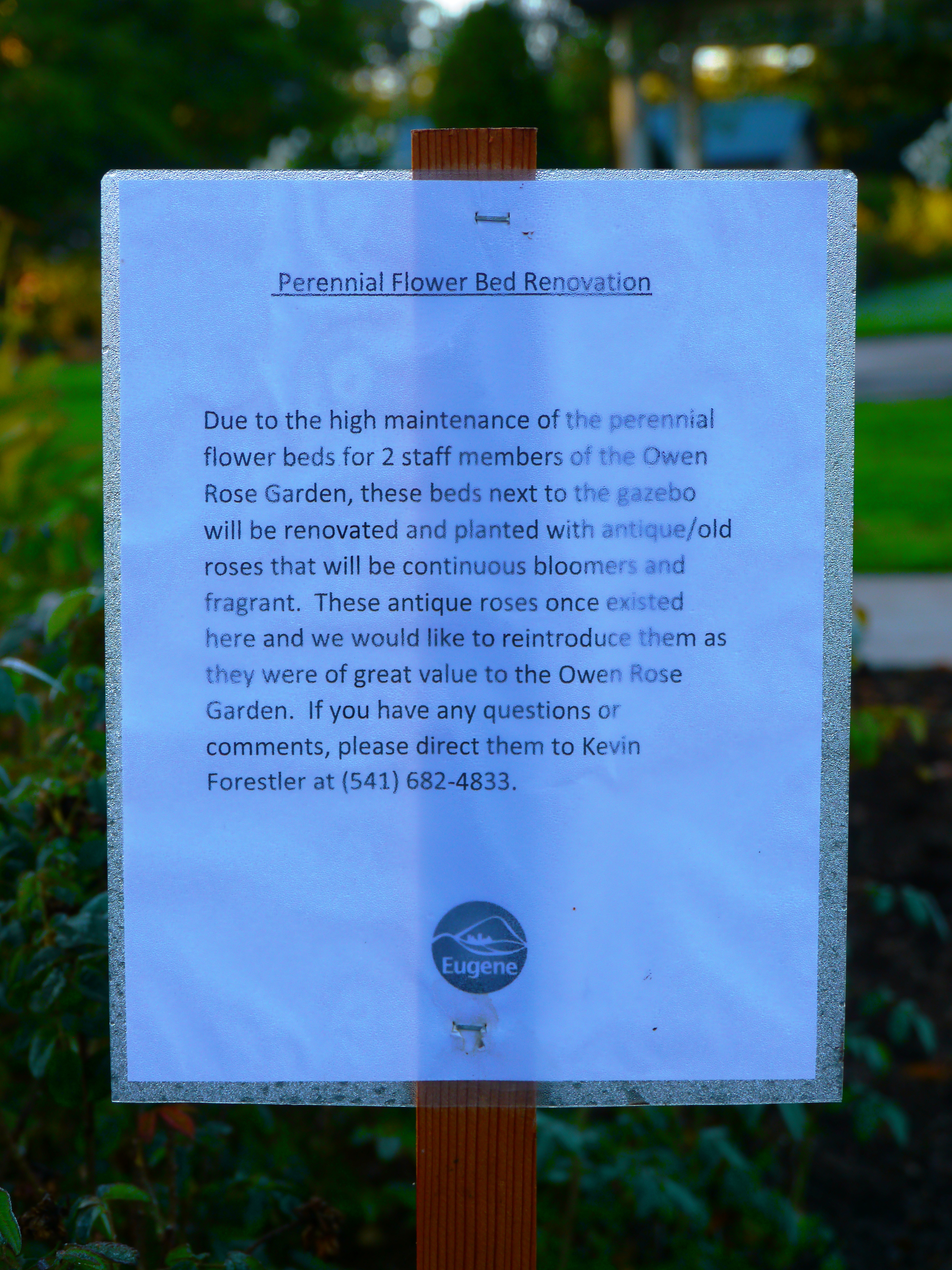Perennial Flower Bed Renovation Sign