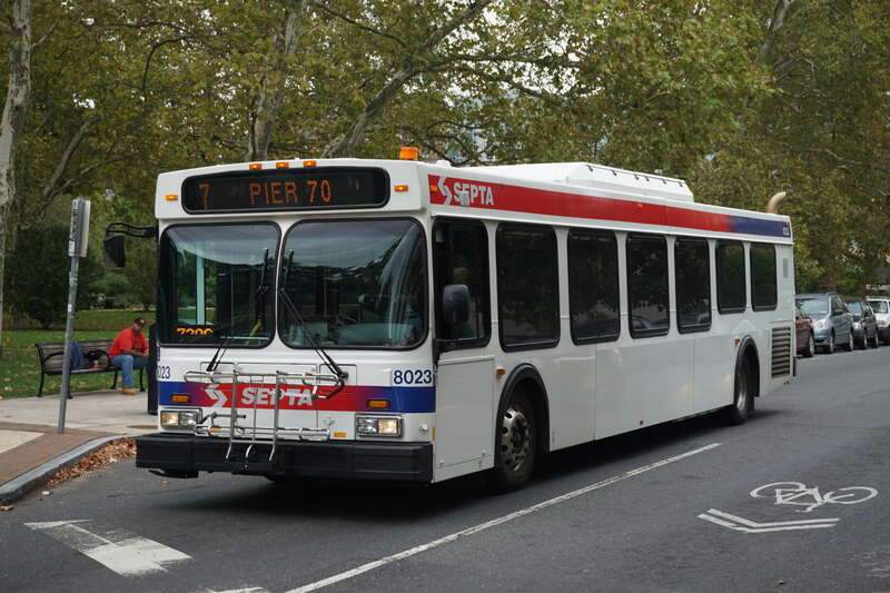 A SEPTA New Flyer D40LF bus in Philadelphia, Pennsylvania (United States).