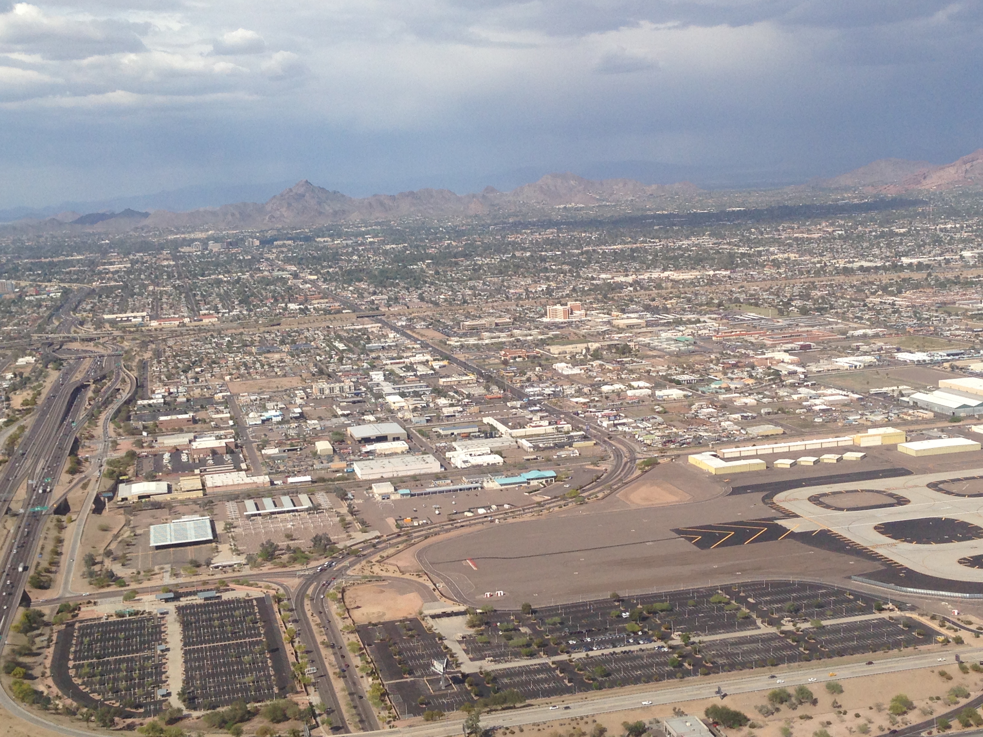 Aerial view of the Phoenix Sky Harbor International Airport.