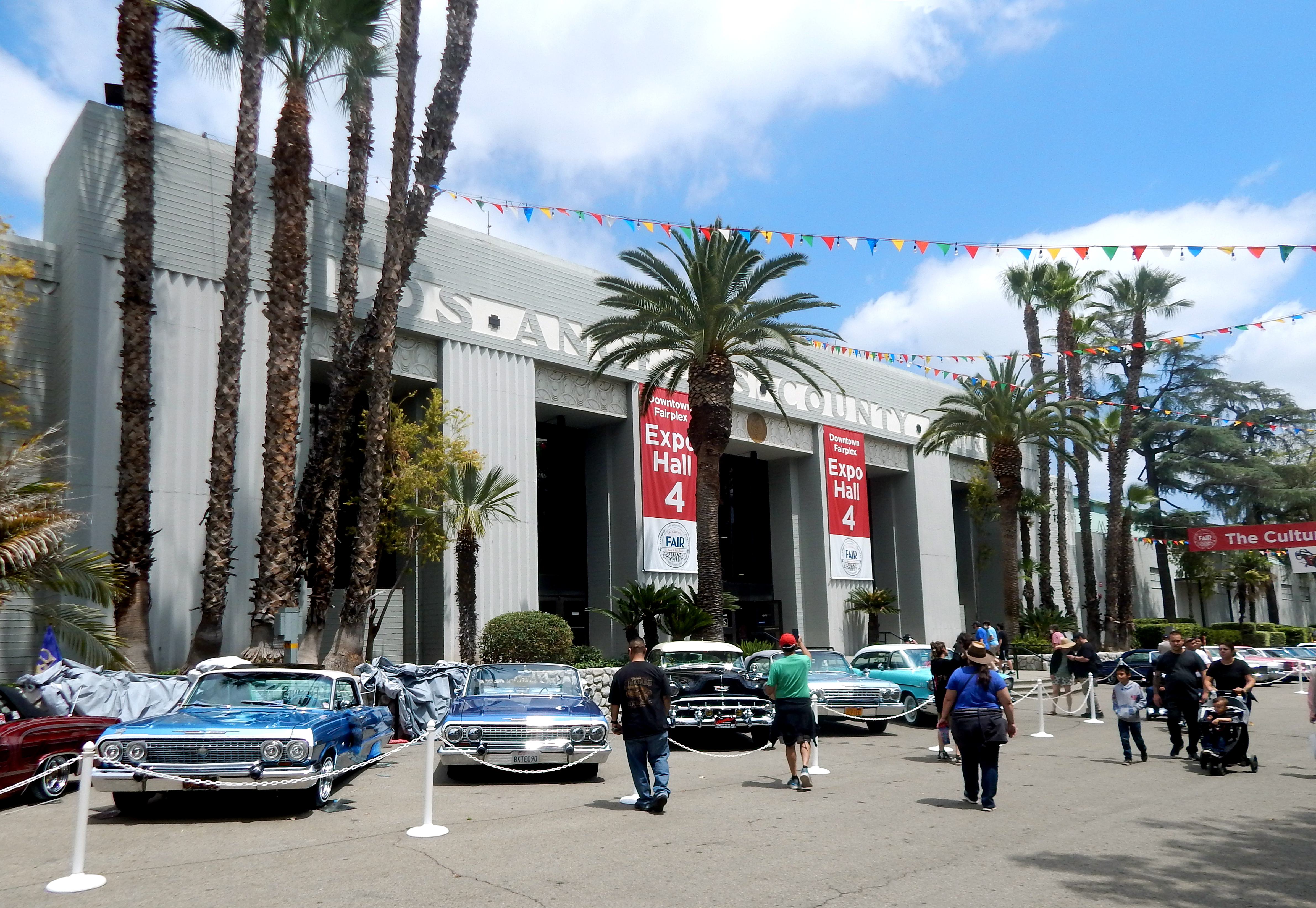 Pomona (California) Fairgrounds Building 4, originally known as Agricultural Palace (1938), damaged by fire and rebuilt in 1948 - West entrance