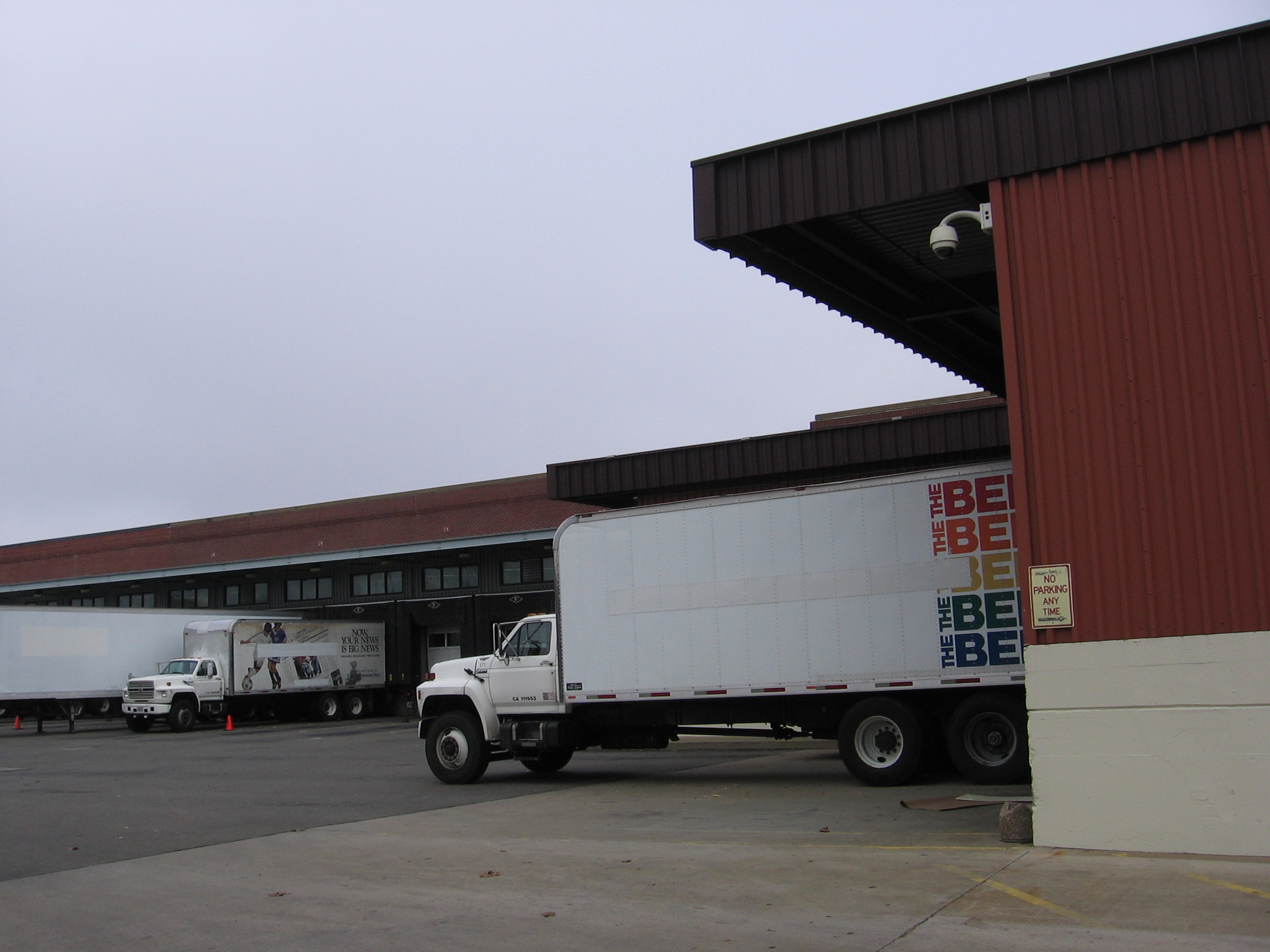 The shipping docks behind the main offices of The Sacramento Bee newspaper in Sacramento, California, USA.  This view is from near 23rd Street looking northwest.