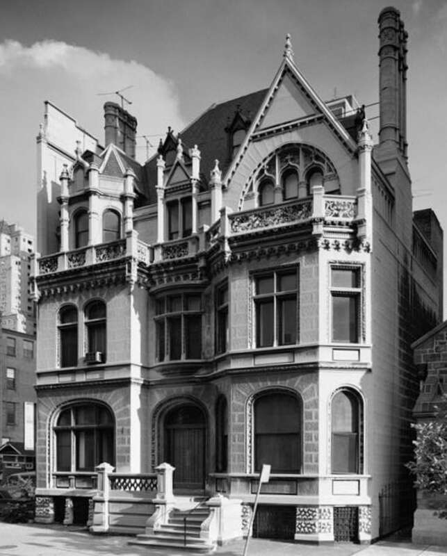 James Scott-John Wanamaker townhouse, 2032 Walnut Street, Philadelphia, Pennsylvania (1883, burned 1978, demolished 1981, only facade survives), Theophilus Parsons Chandler, Jr., architect.