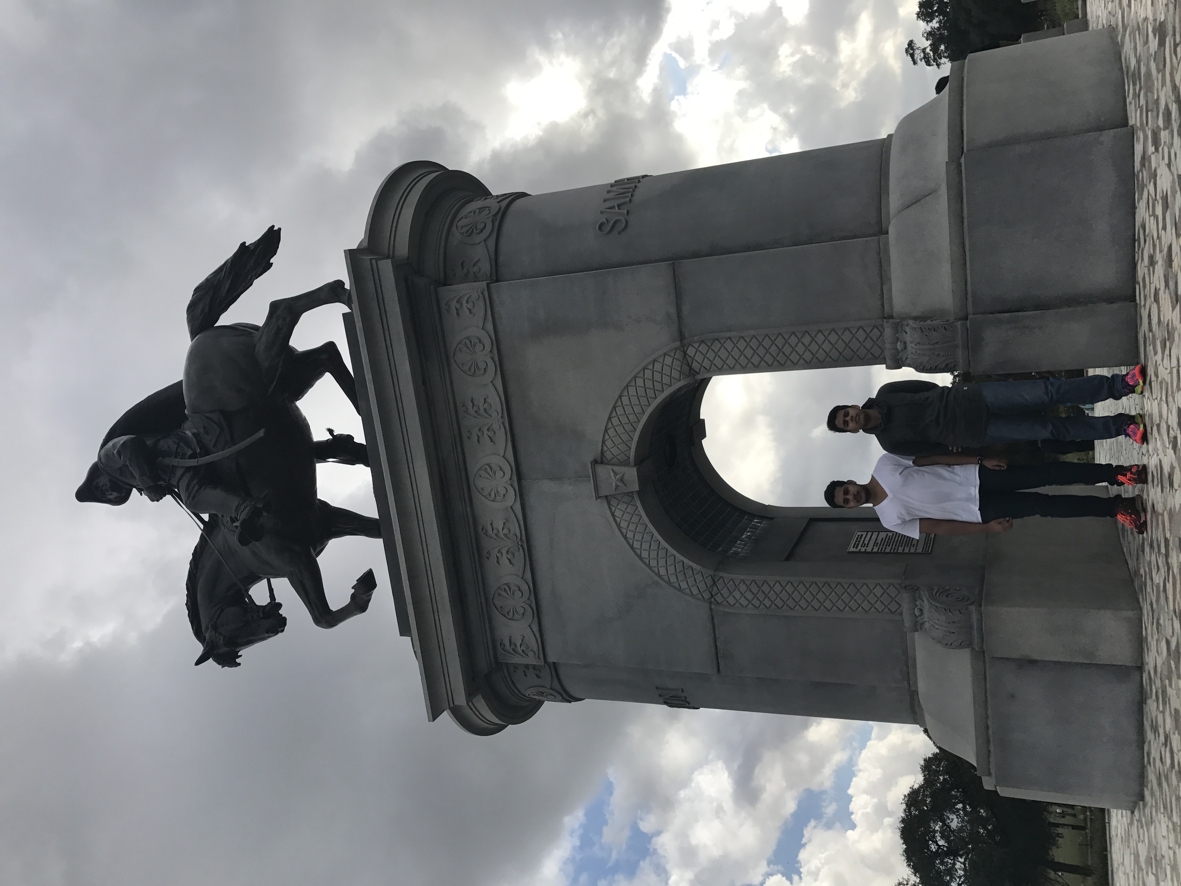 This is the statue of Sam Houston ( in Houston, texas) on top of his horse in a military attire during the mexican/texas war