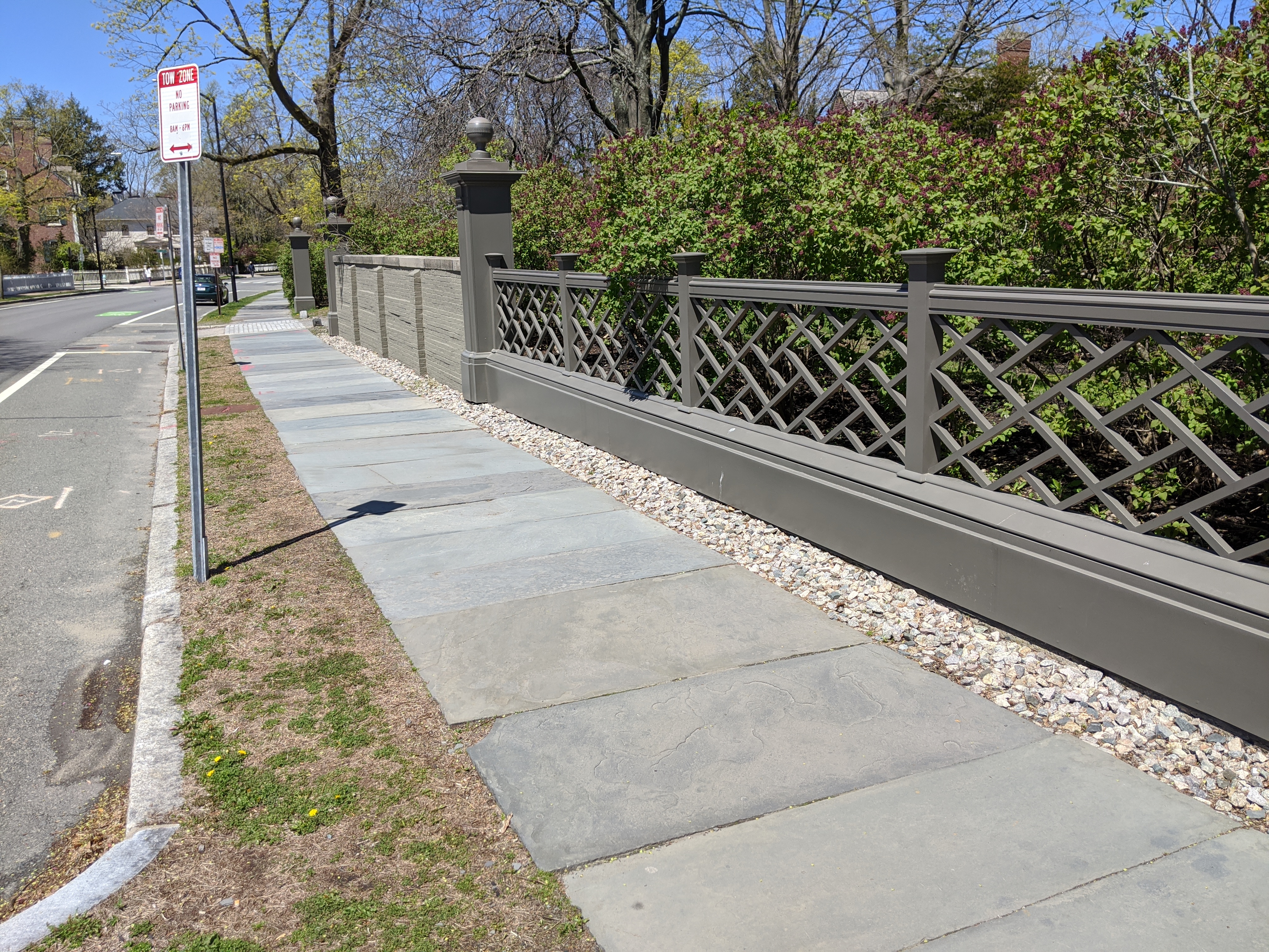 Stone slab sidewalk in front of the Longfellow House–Washington's Headquarters National Historic Site, 105 Brattle St., Cambridge, Mass.