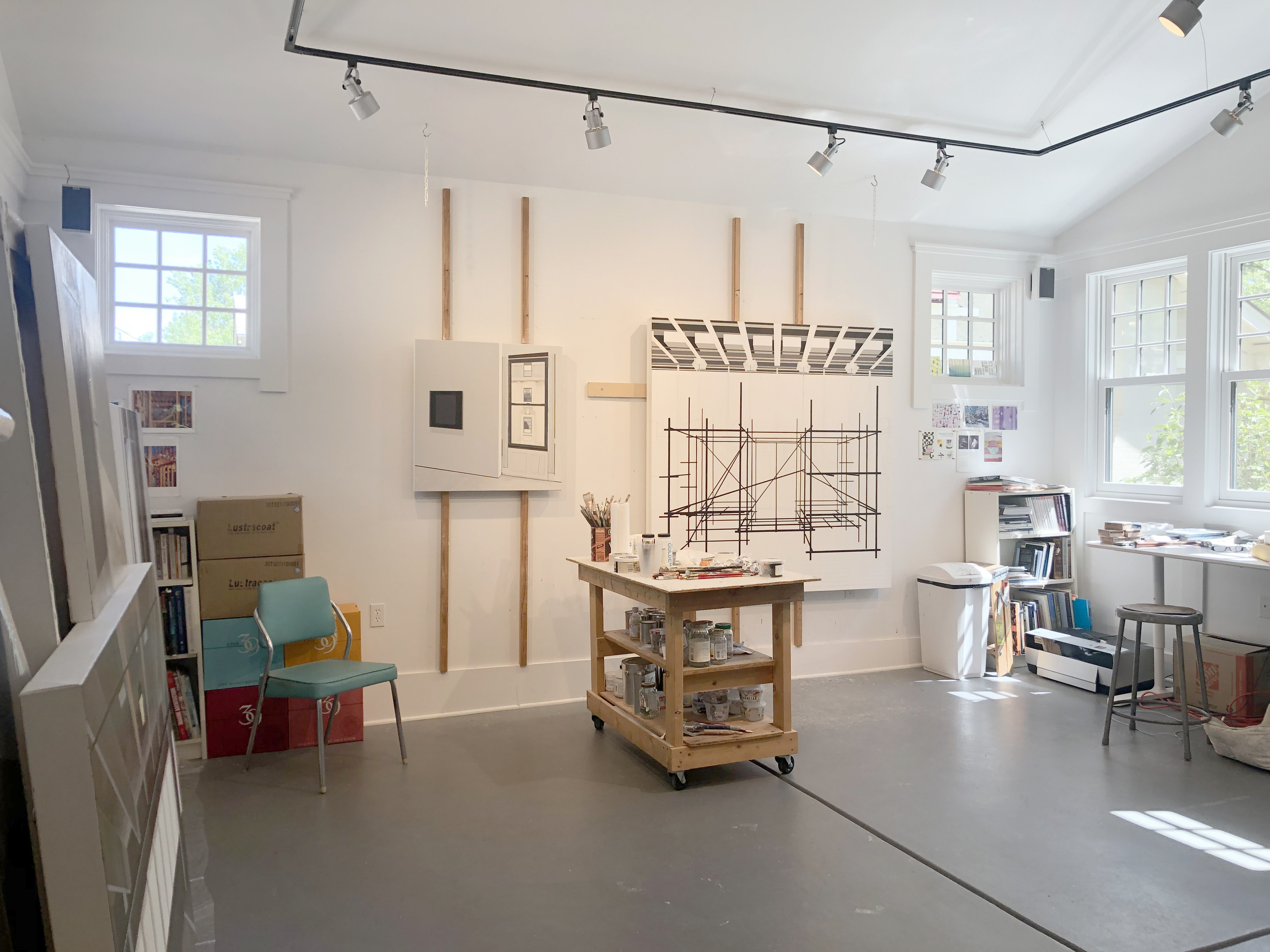 Photo depicting the artist's studio in Boulder, Colorado.