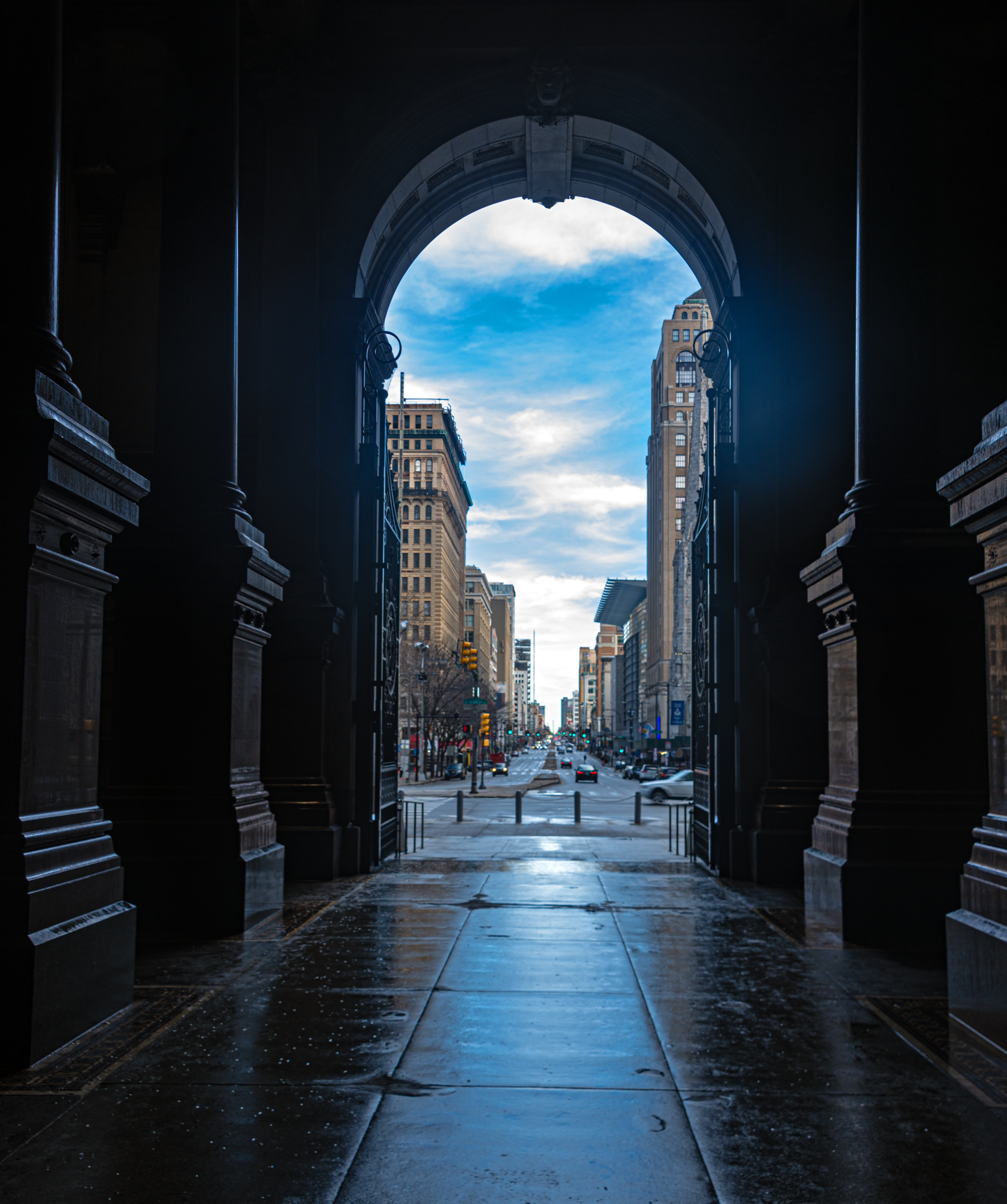 Looking north along Broad Street from the north entrance to Philadelphia City Hall