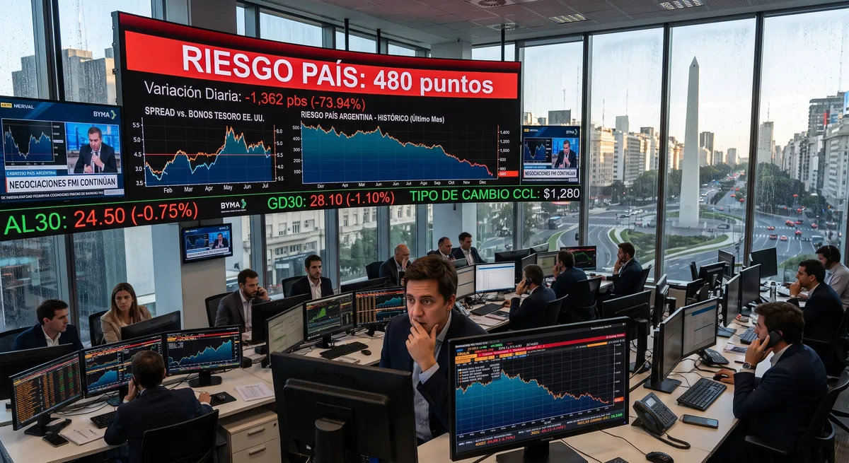El riesgo país de Argentina bajó a 480 puntos básicos en agosto