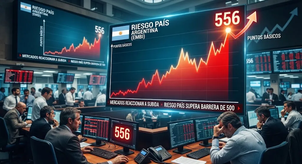 El riesgo país sube a 556 puntos y el Merval cede 0,6% este miércoles