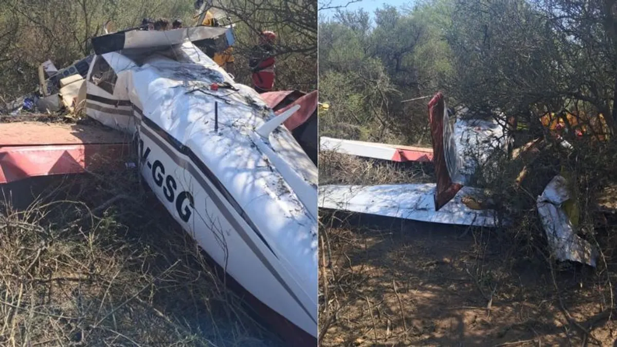 Una avioneta cayó en Córdoba con cinco ocupantes: tres adultos y dos menores