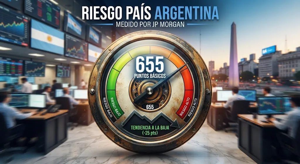 El riesgo país de Argentina se ubicó en 655 puntos básicos al 2 de octubre