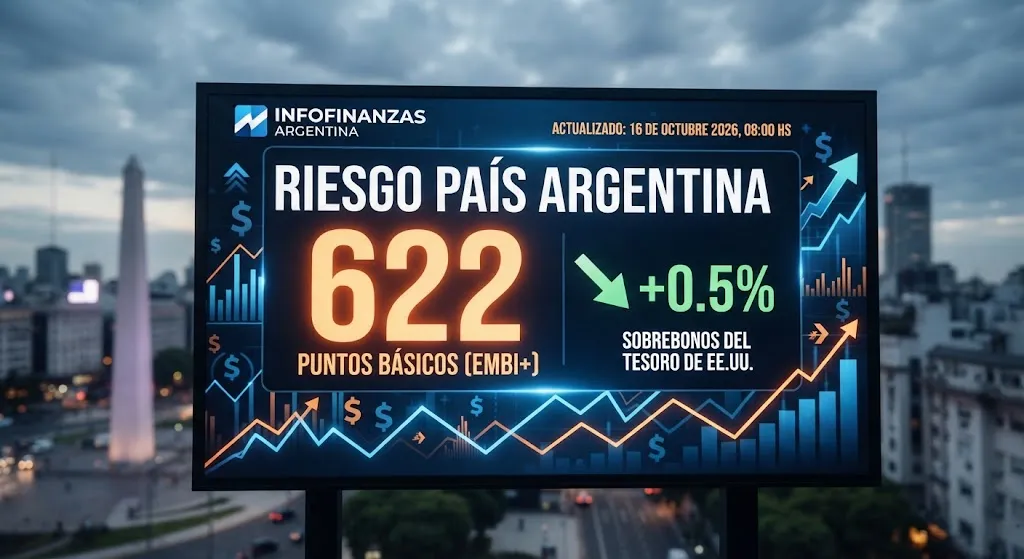 Riesgo país de Argentina se ubicó en 622 puntos básicos