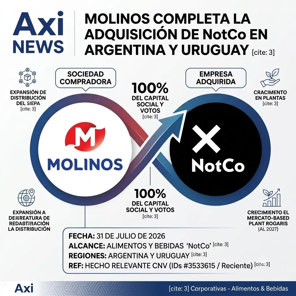 Molinos Río de la Plata cerró la compra total de NotCo en Argentina y Uruguay