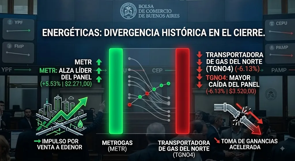 Acciones energéticas: Metrogas lideró alzas y TGN las bajas en el Panel Líder