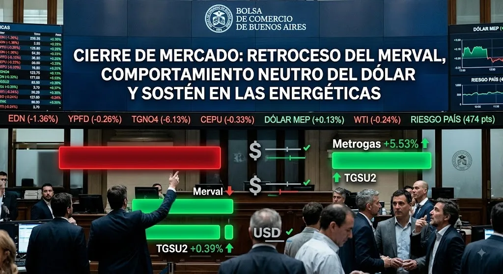 Mercado: Retroceso del Merval, Comportamiento Neutro del Dólar y Sostén en las Energéticas