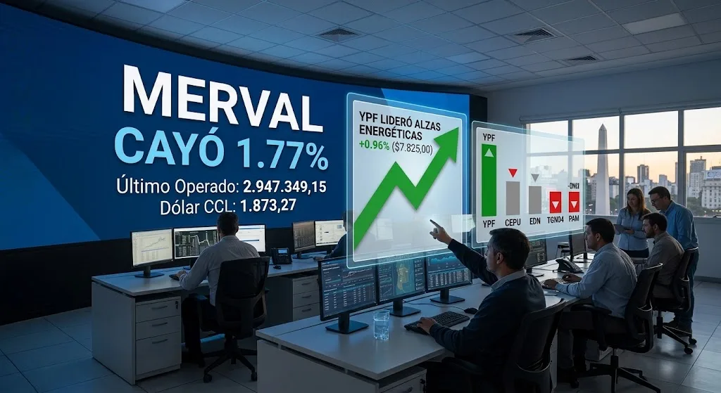 Merval cayó 1,77% y las acciones de energía mostraron resultados mixtos
