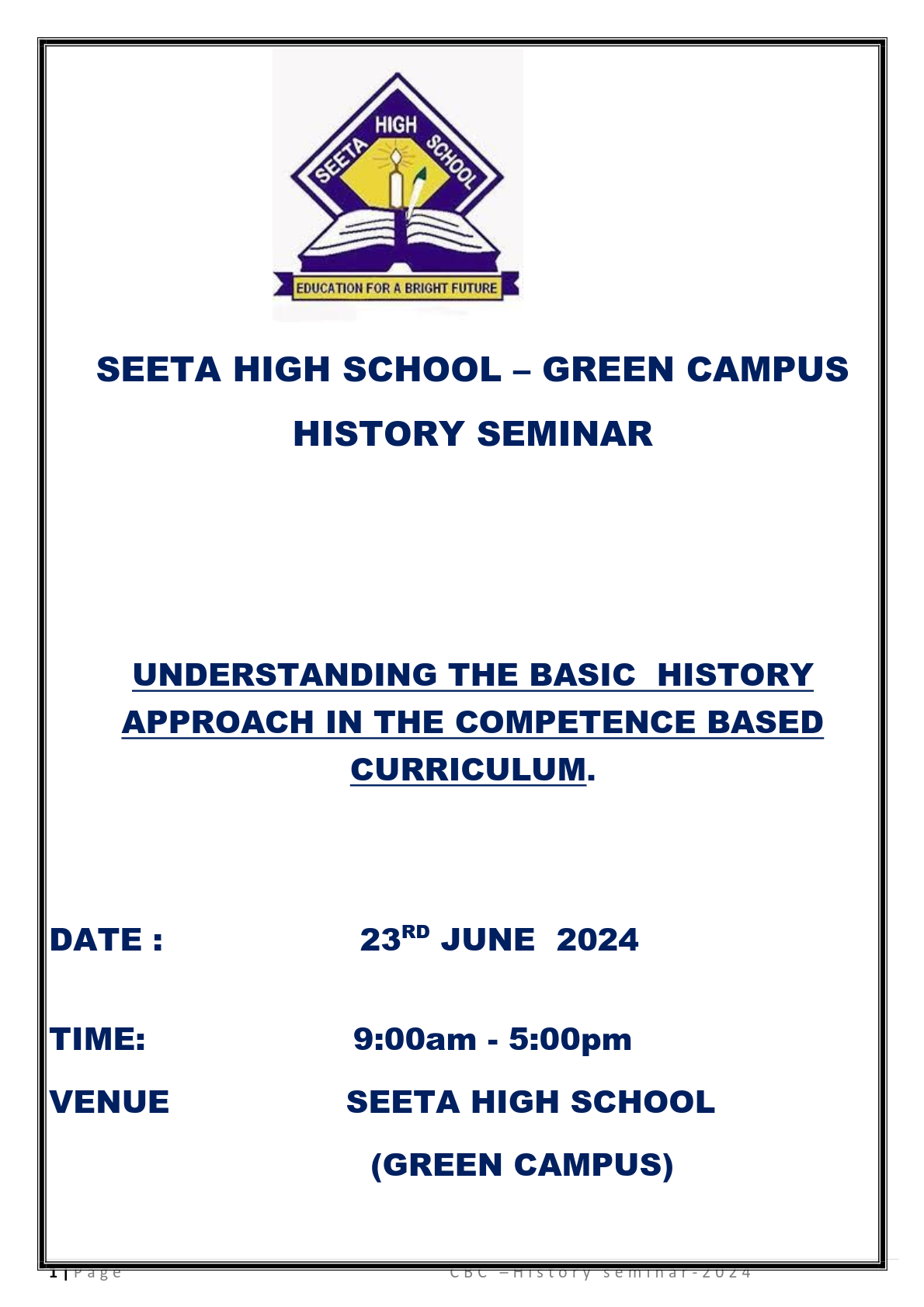 Seeta high school-history seminar