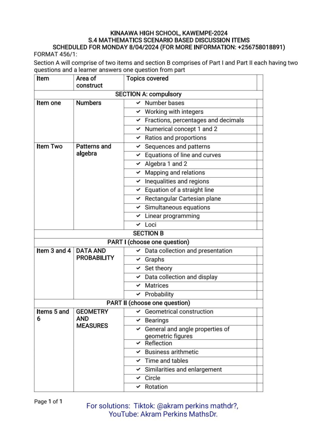 Mathematics seminar discussion 
