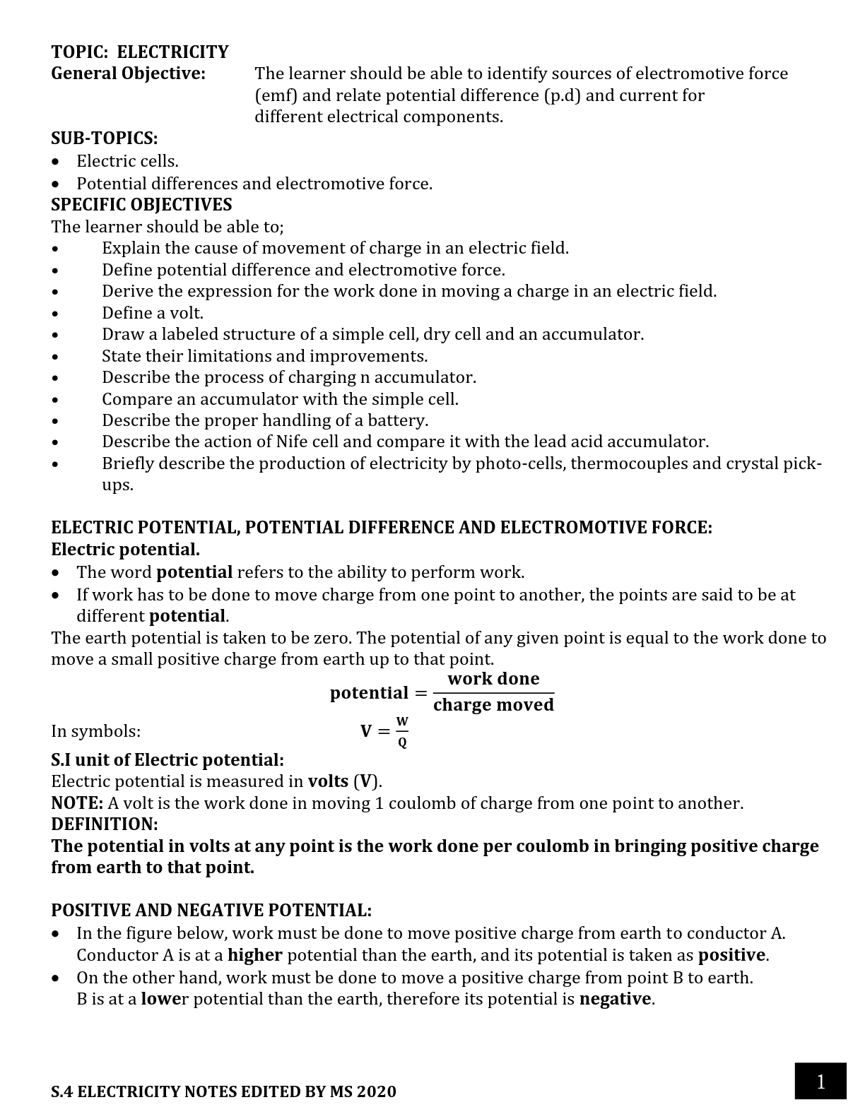 Electricity Notes physics