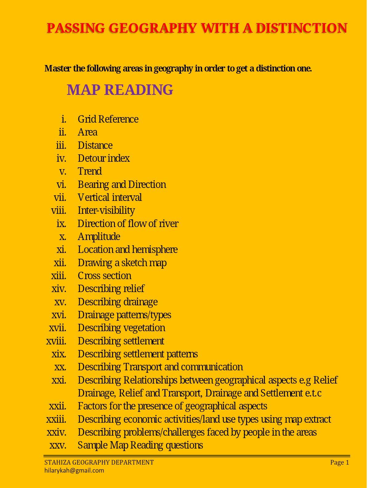 Map work notes geography 