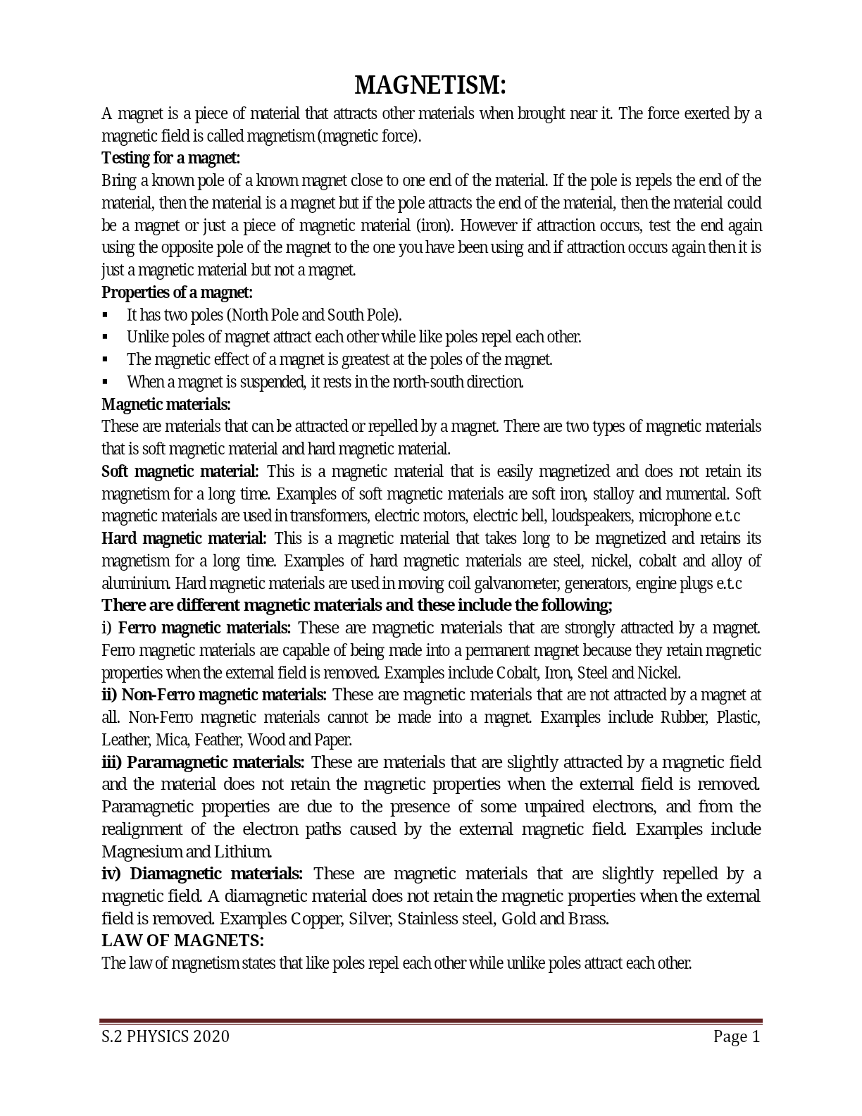 Senior two physics notes