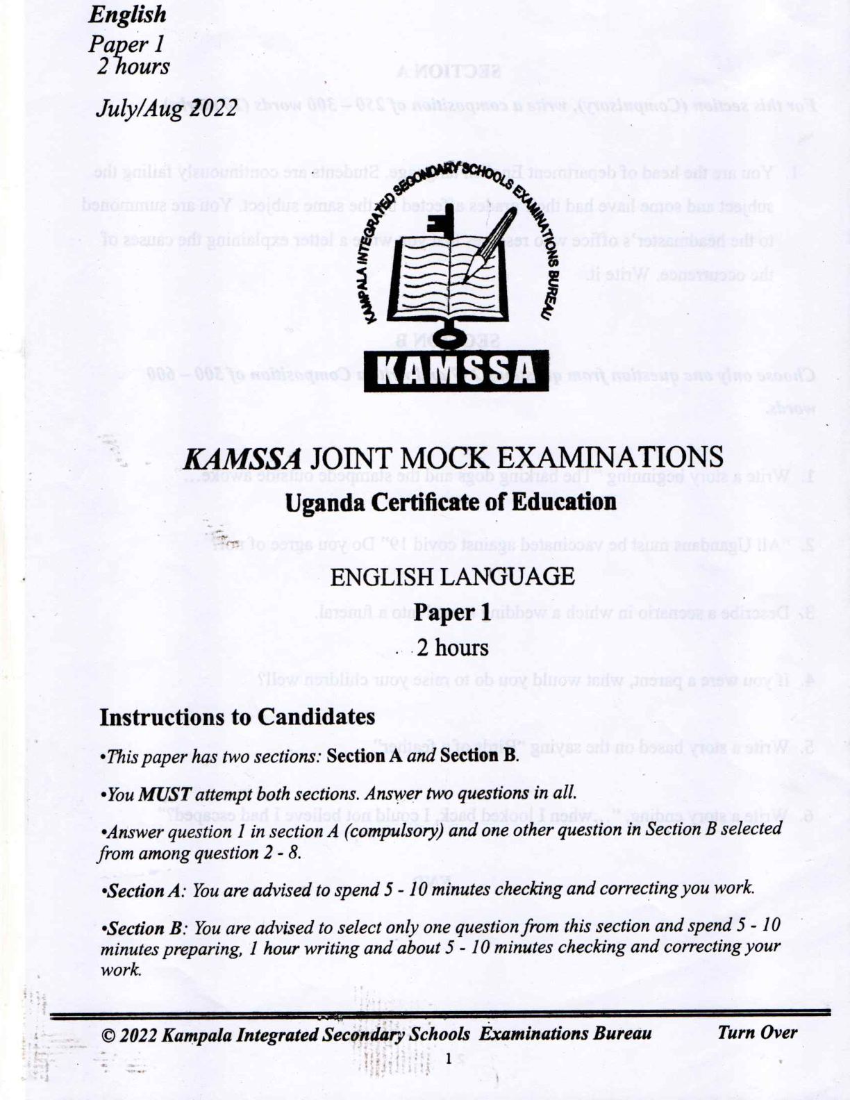 KAMSSA Mock English 2025