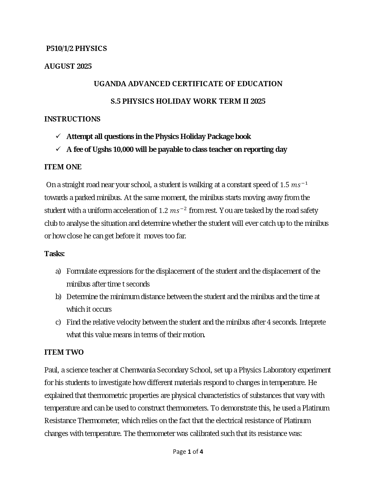 PHYSICS HOLIDAY PACKAGE 2025