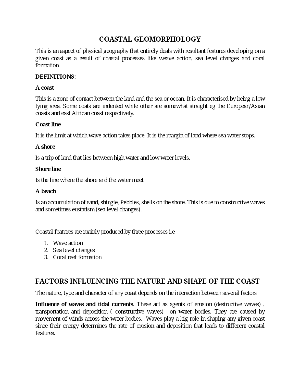 Geography notes senior 5