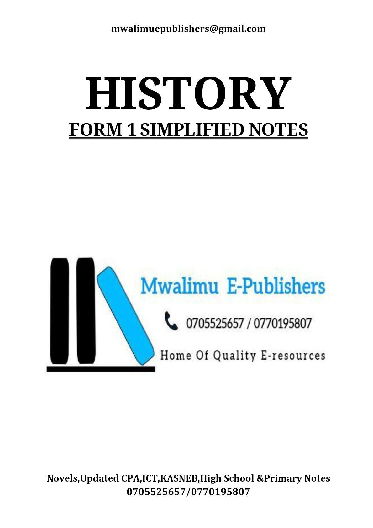 HISTORY FORM 1 SIMPLIFIED NOTES