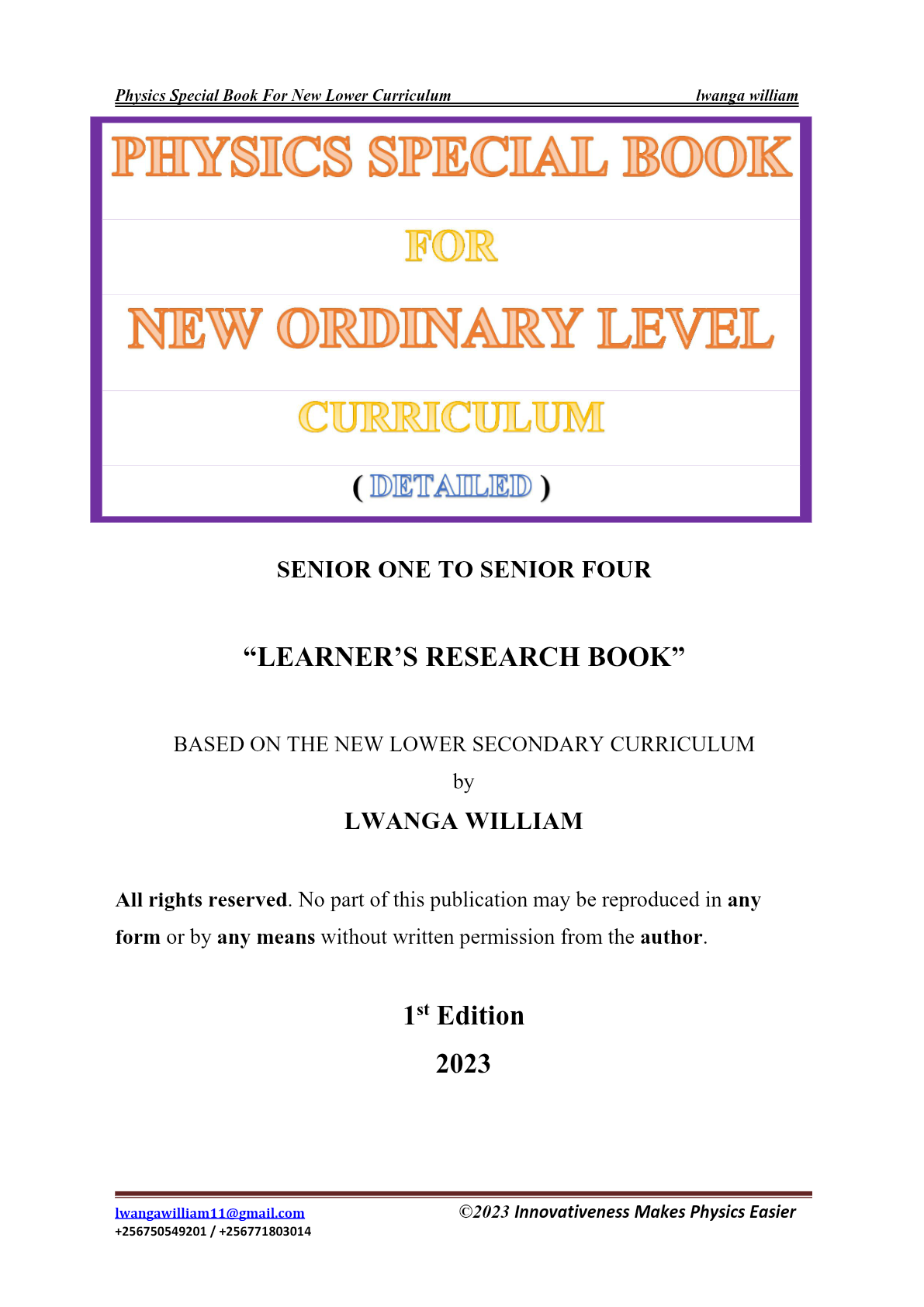 Physics learners book