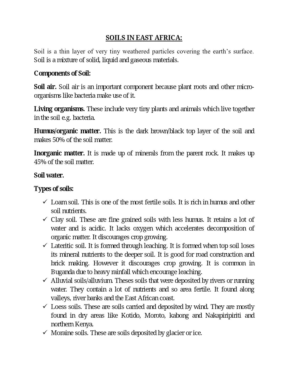 Soils in East Africa