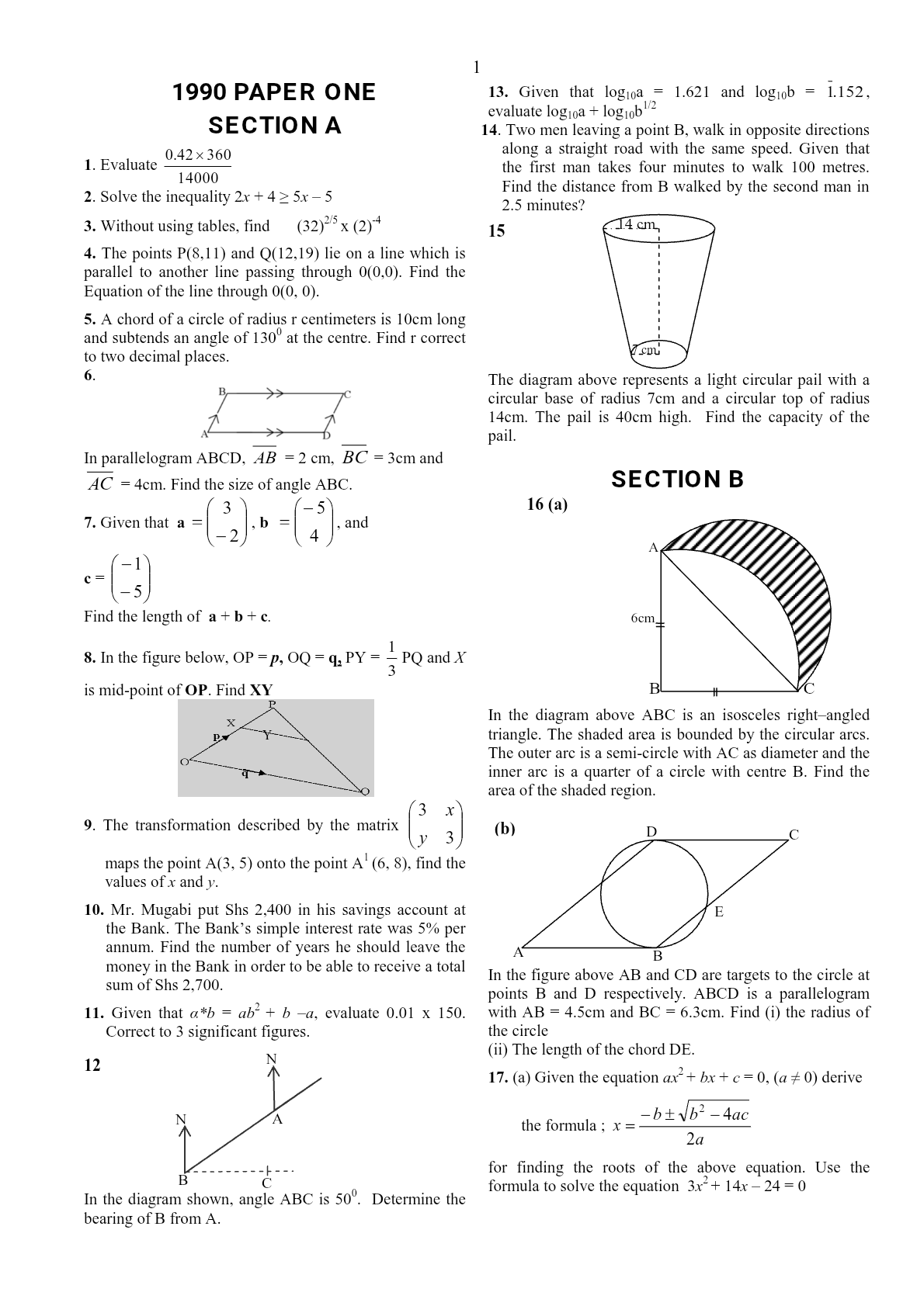 O level math question bank