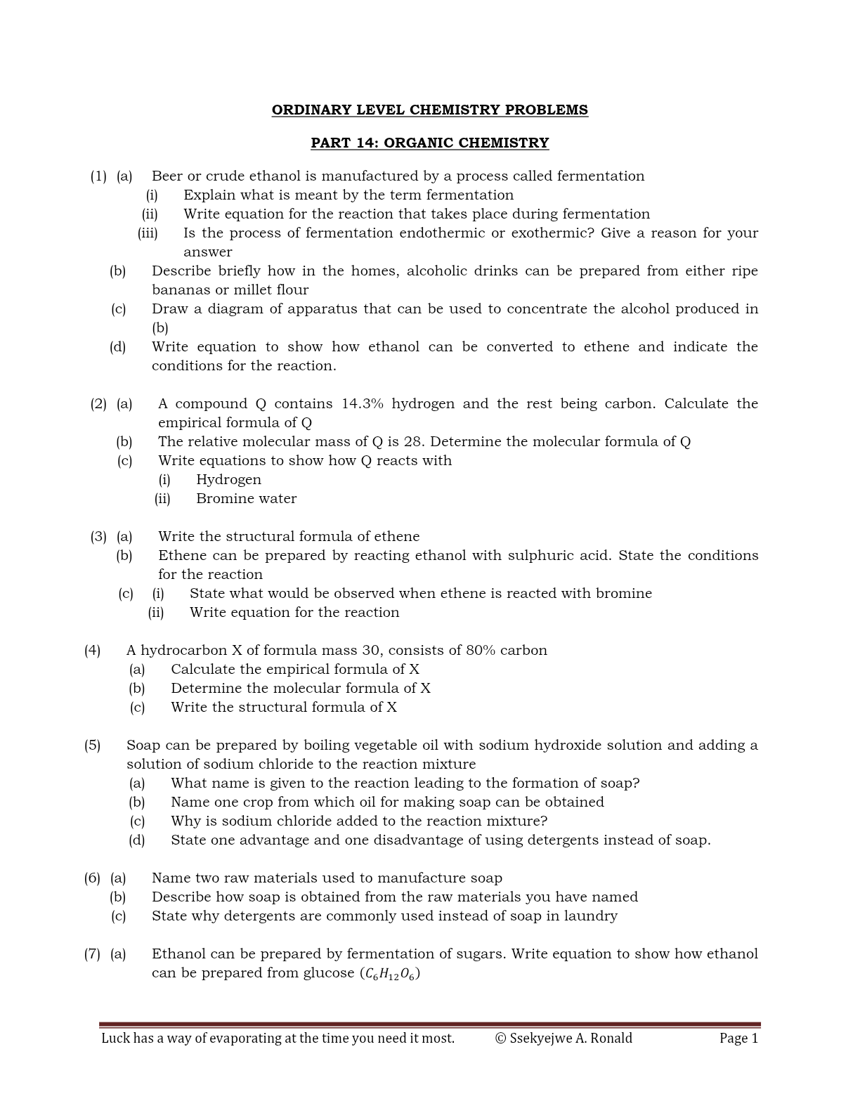 Roni Organic Chemistry