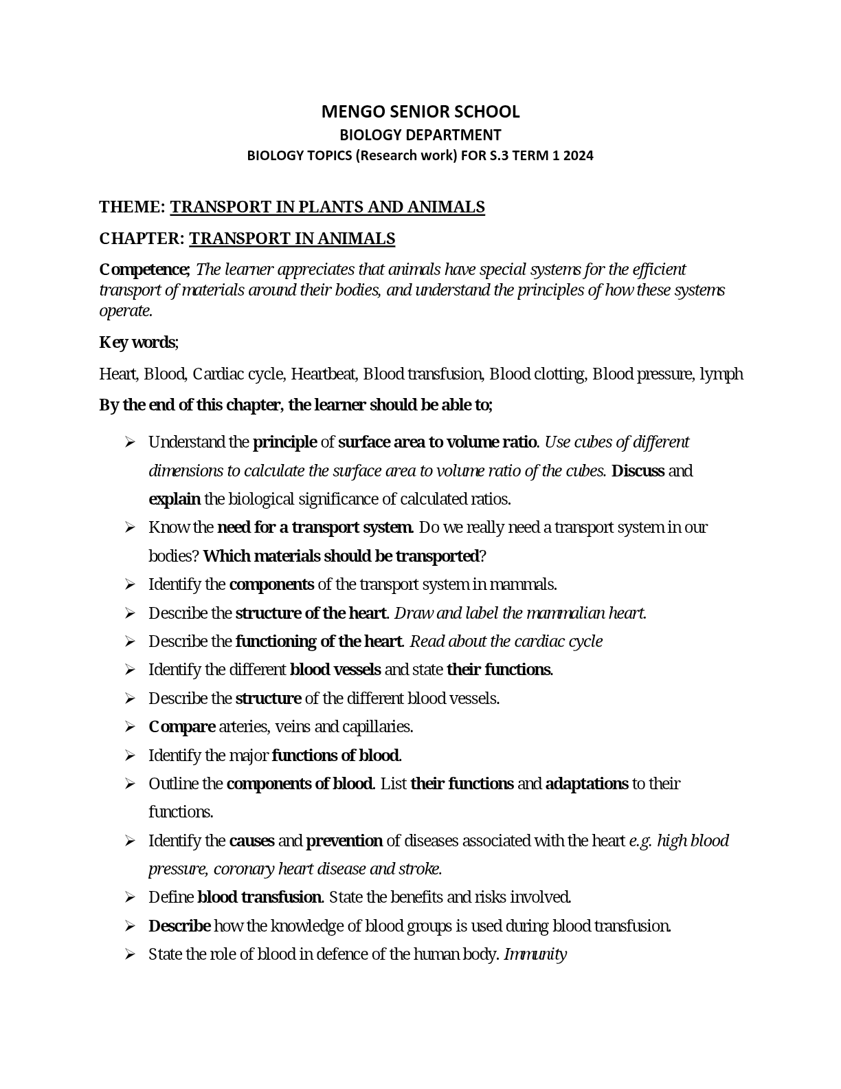 S.3 Biology test