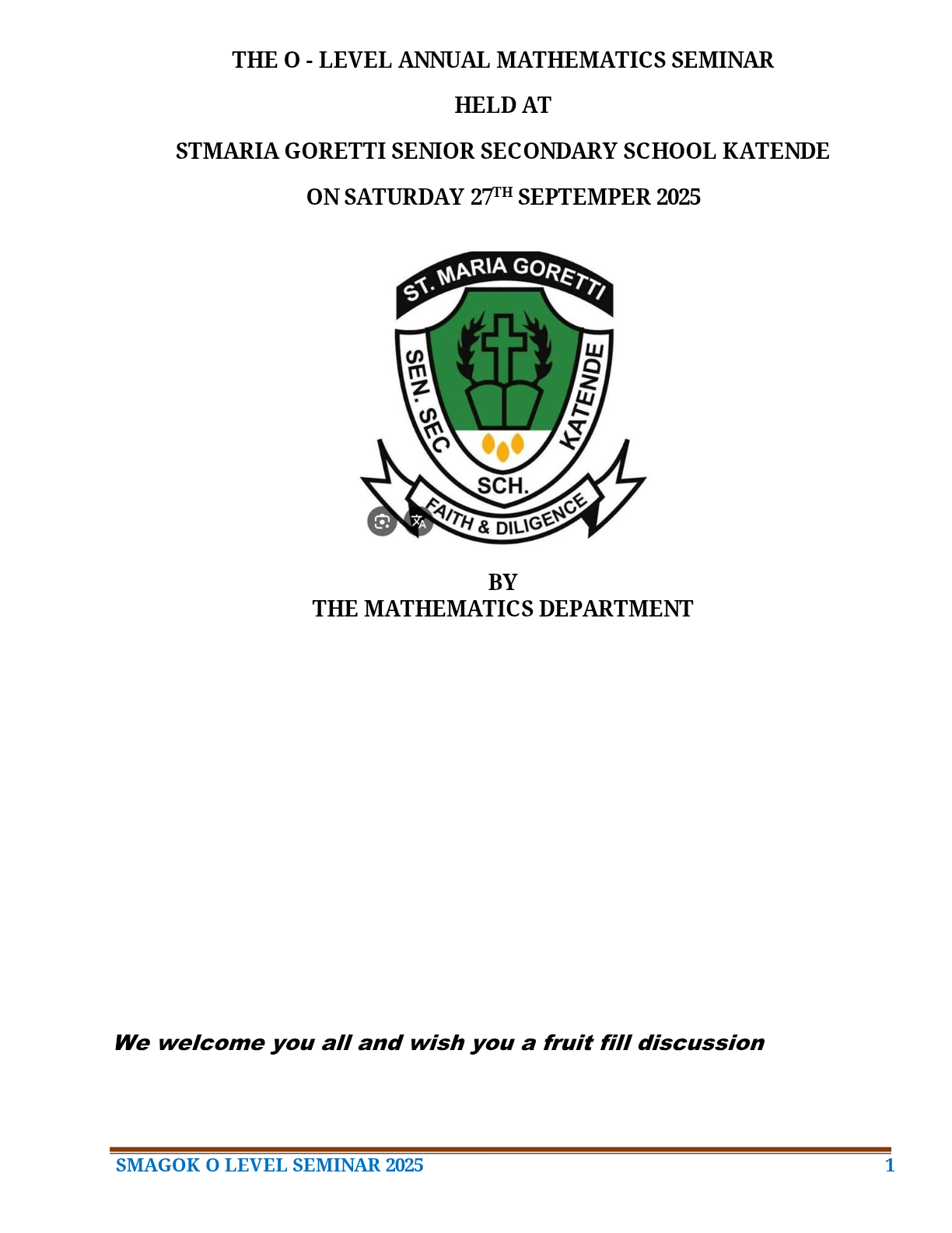 Smagok O level seminar