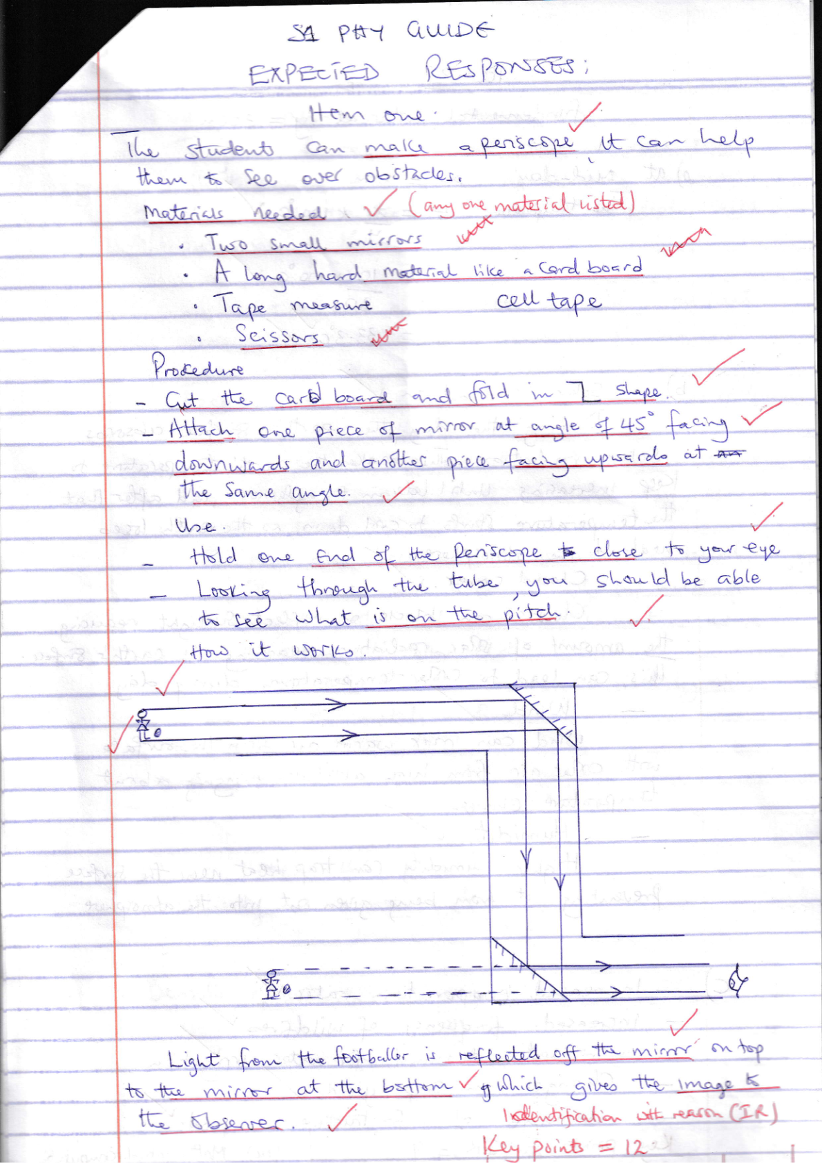 s1 physics marking guide