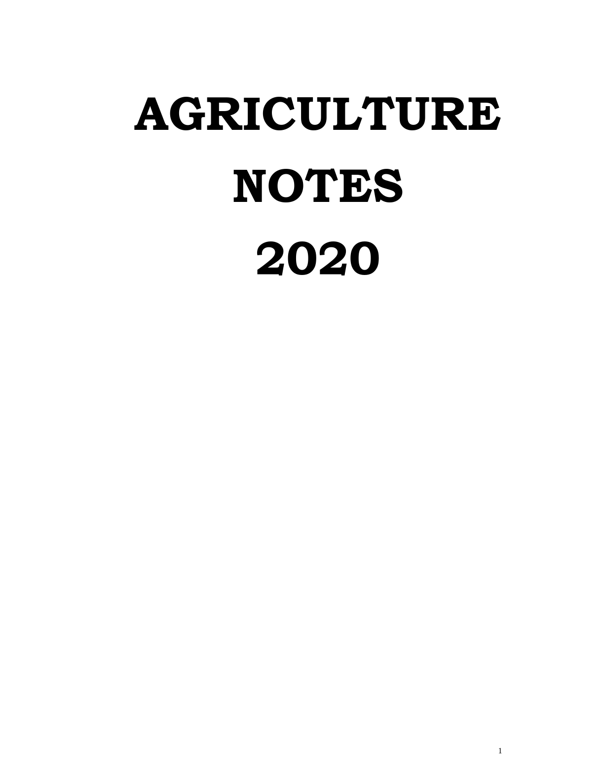 agriculture notes from form one to form four