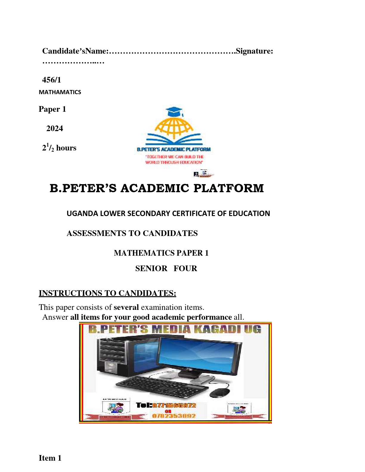 A collection of mathematics scenarios from b peters academic platform 2024