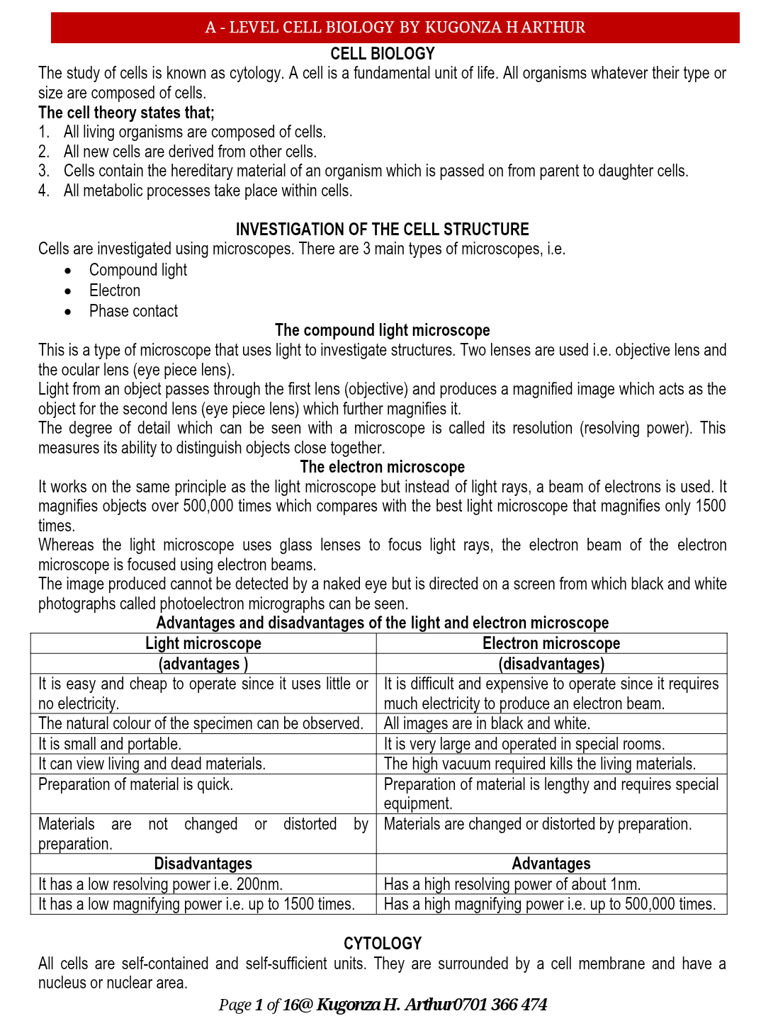 UACE  BIOLOGY TOPICAL NOTESs