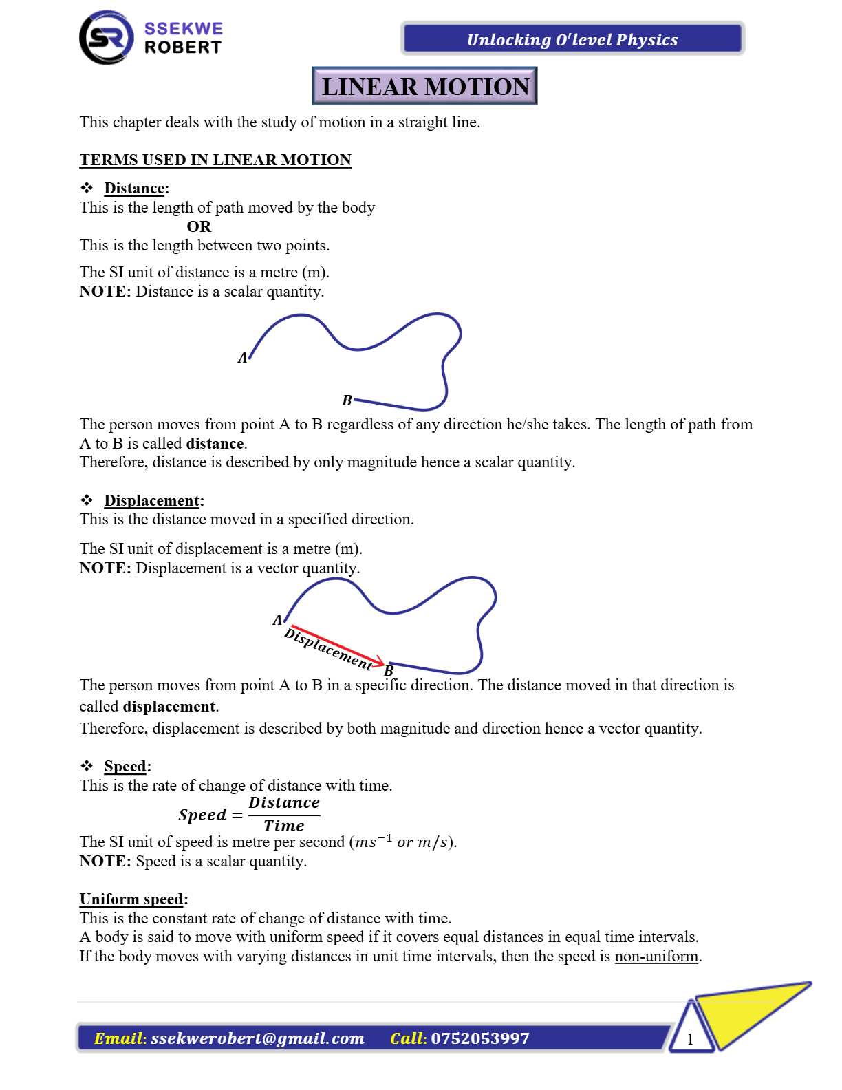 LINEAR MOTION-ssekwe