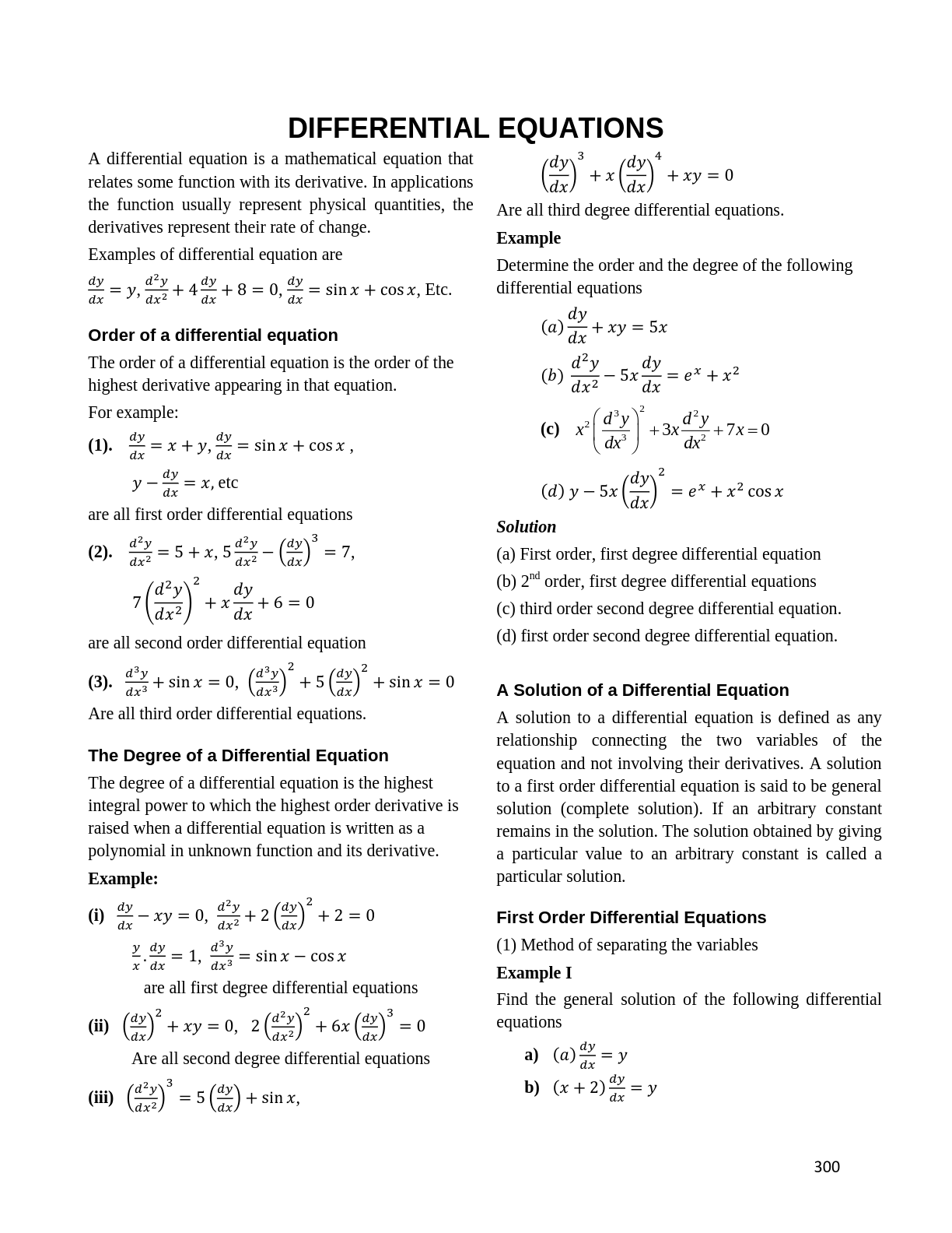 mathematics chapt 10 differential equations