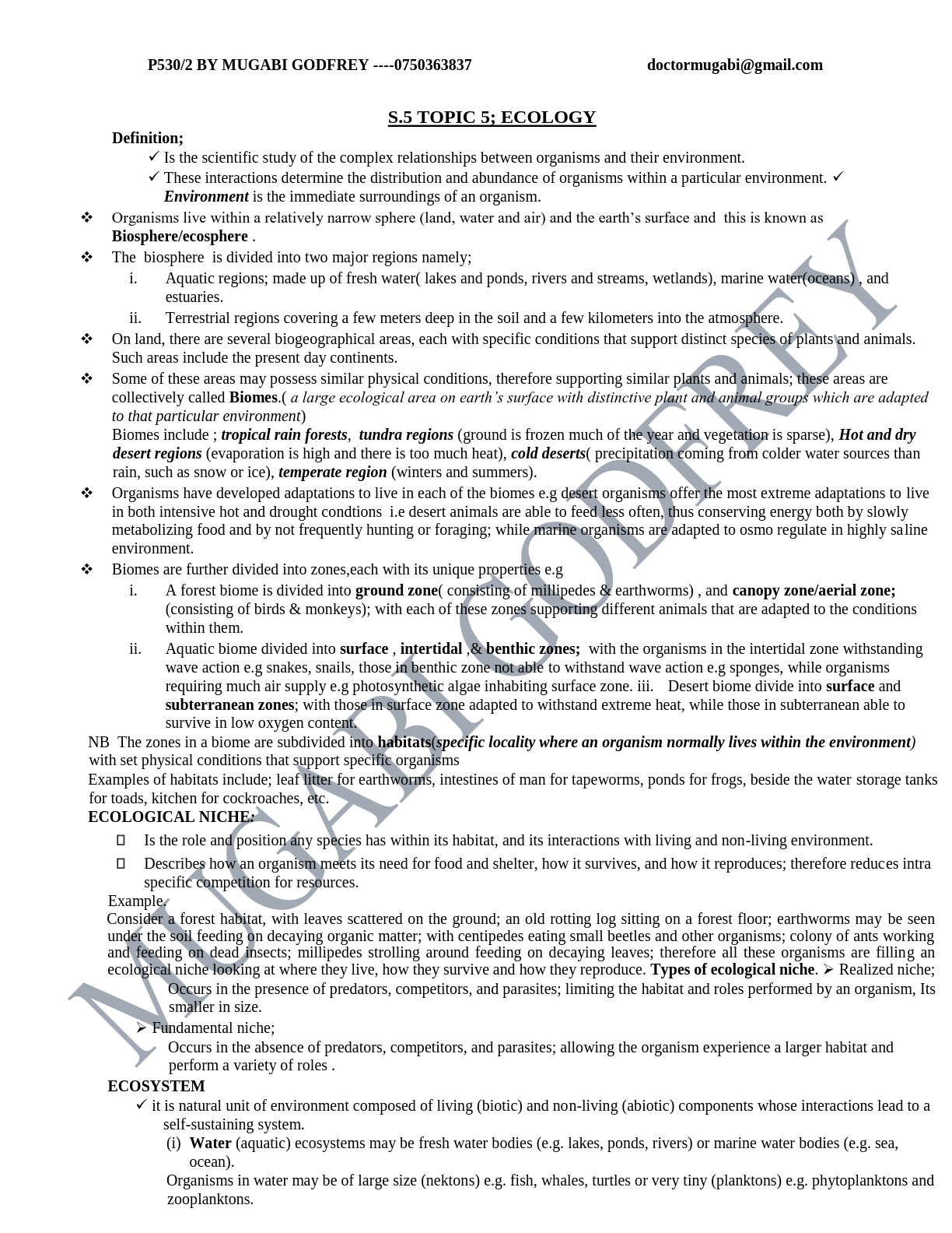 s5 biology notes ecology
