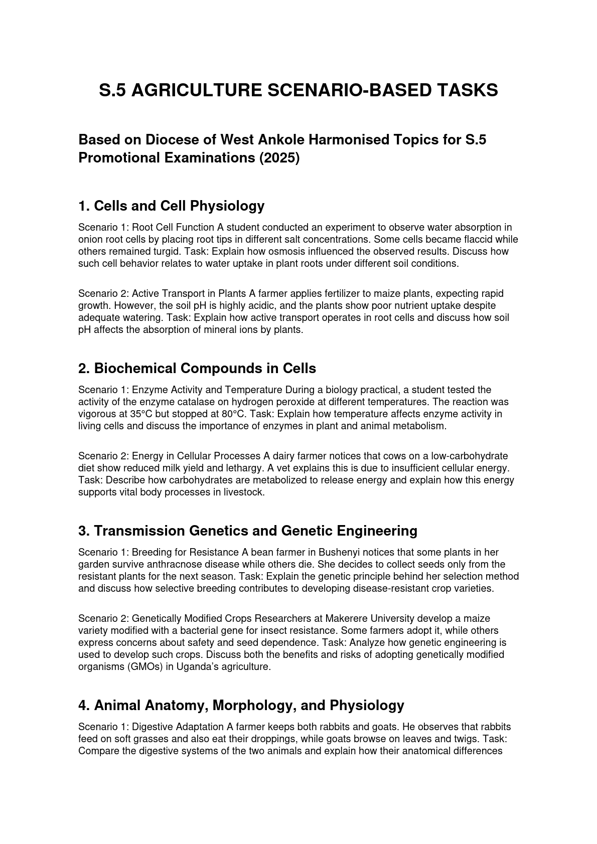 s5 agriculture scenario based tasks