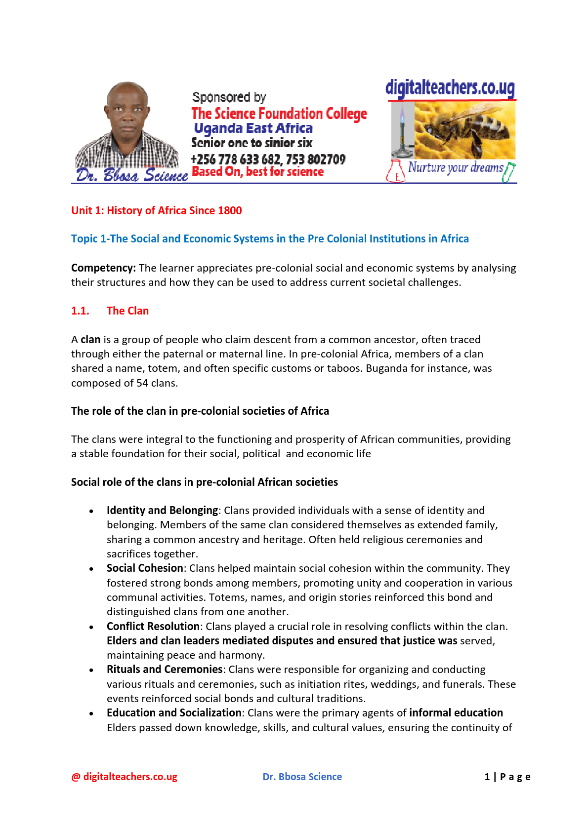 A-level-History-Unit-1-Topic-1-The-Social-and-Economic-Systems-in-the-Pre-Colonial-Institutions-in-Africa